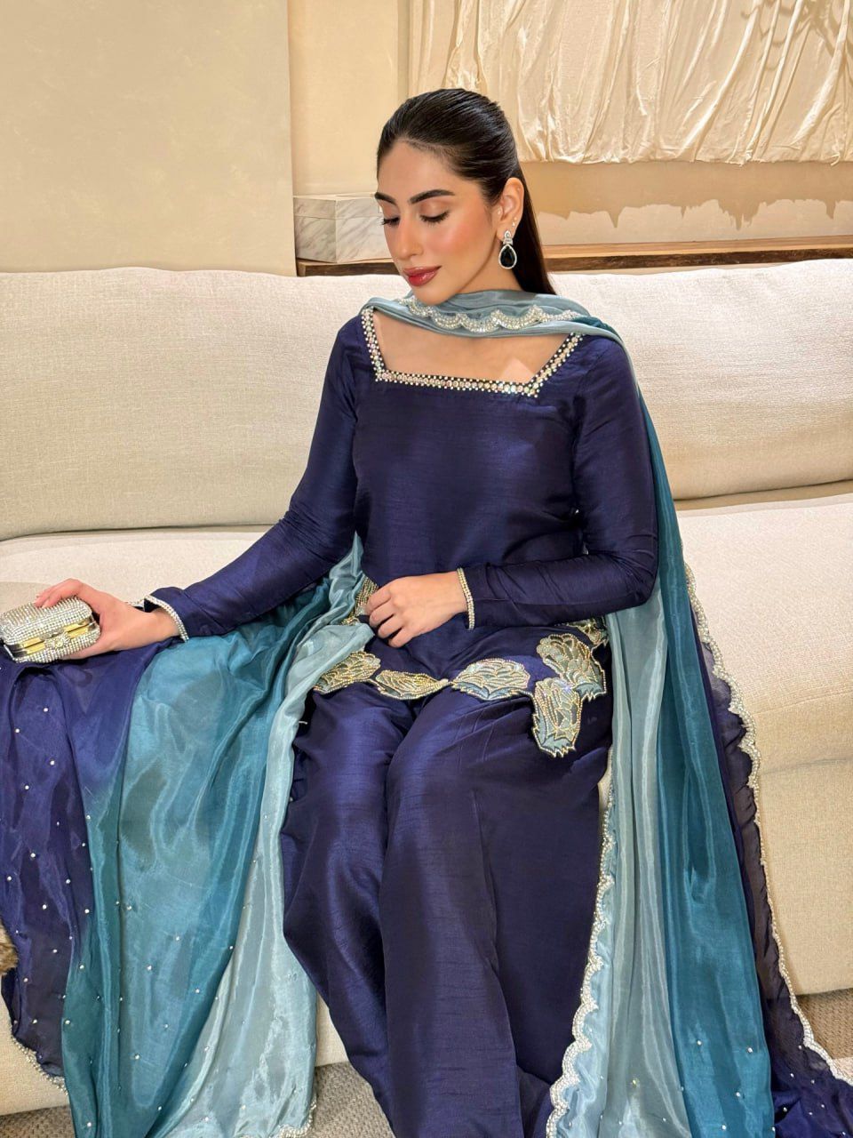 Premium Natural Crepe Kurta with Farshi Salwar & Chinon Silk Designer Dupatta ✨