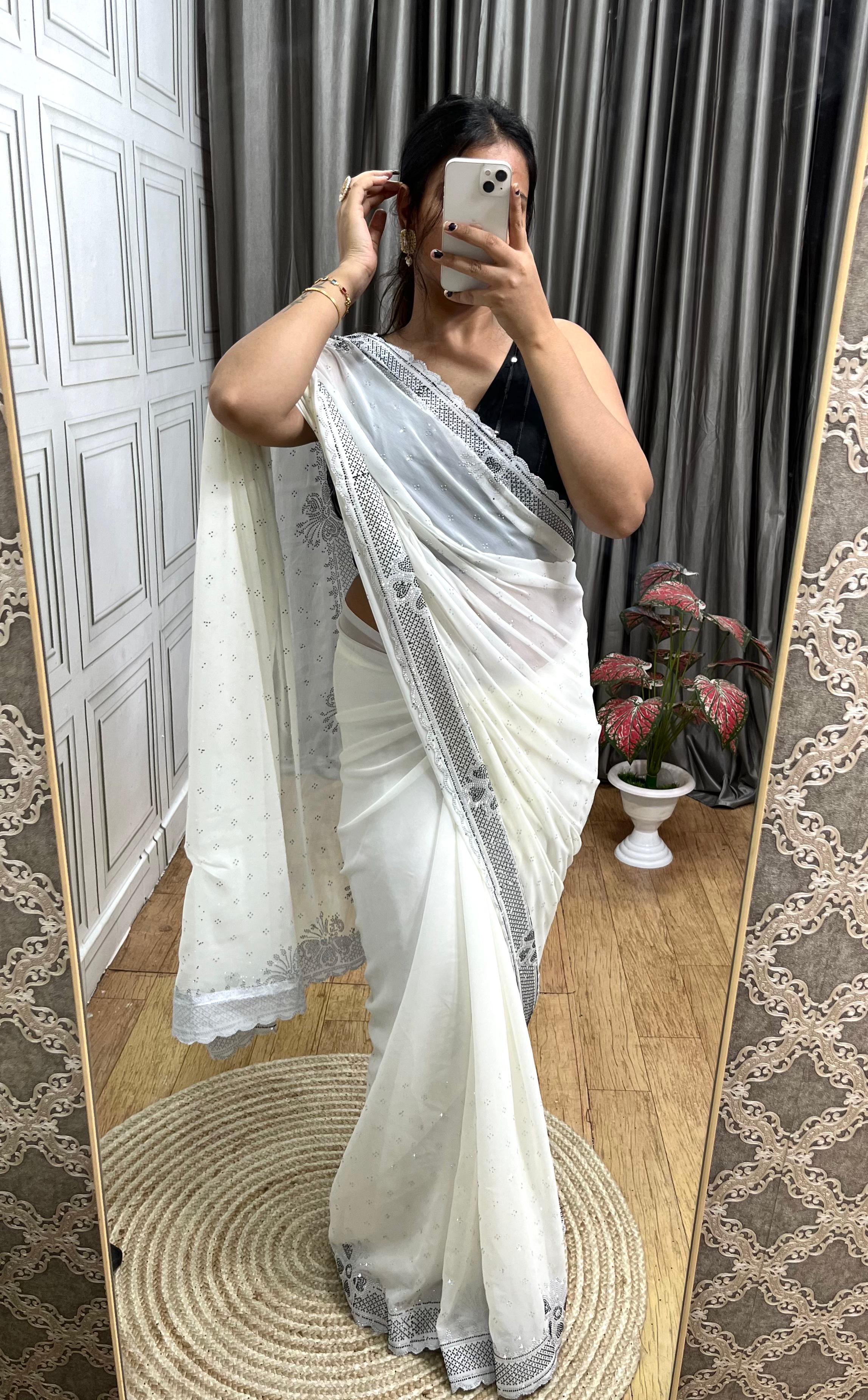 Butterfly Diamond Panel Work Saree  Premium Partywear Collection Elegant Shine Look