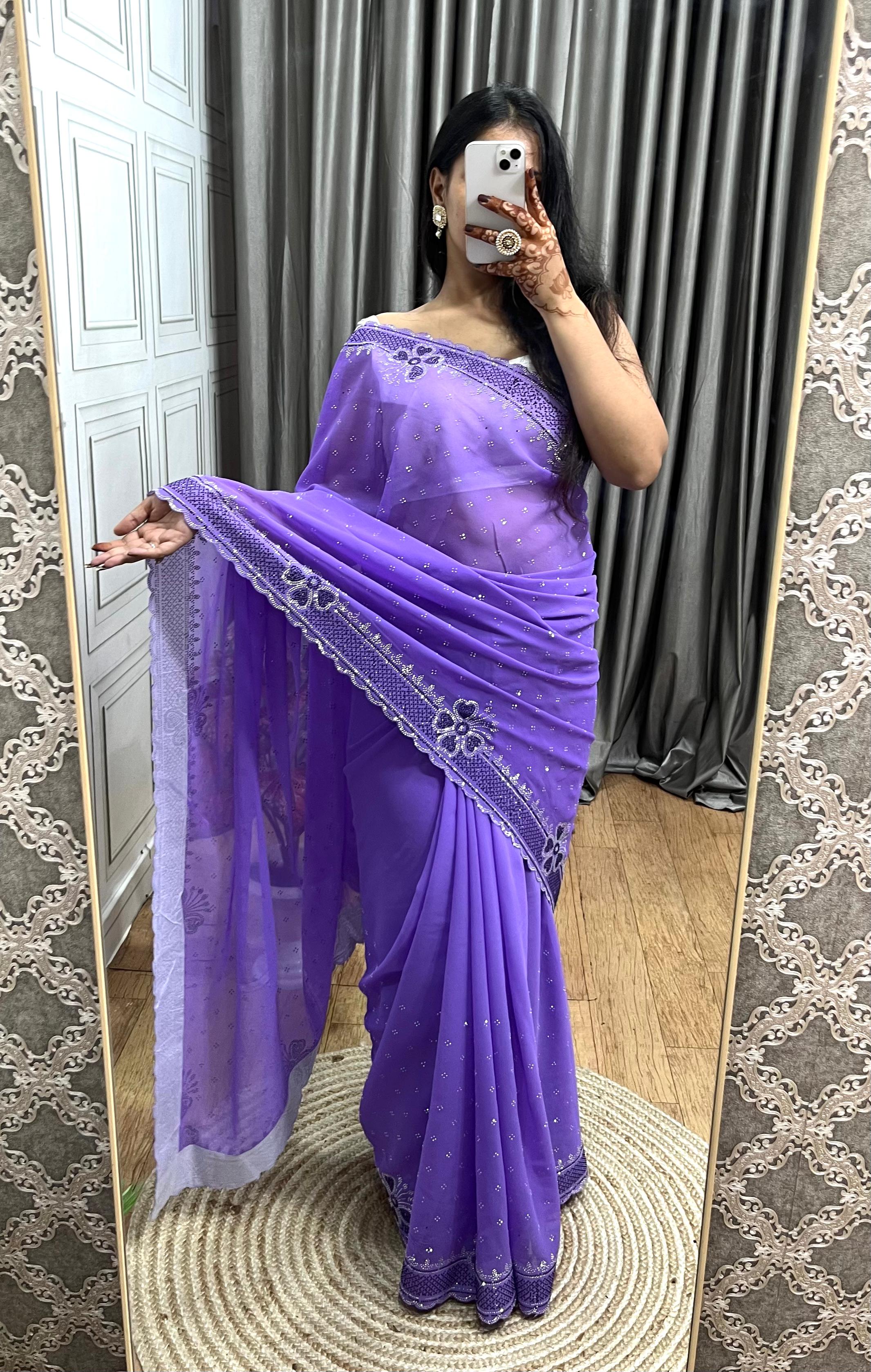 Butterfly Diamond Panel Work Saree  Premium Partywear Collection Elegant Shine Look