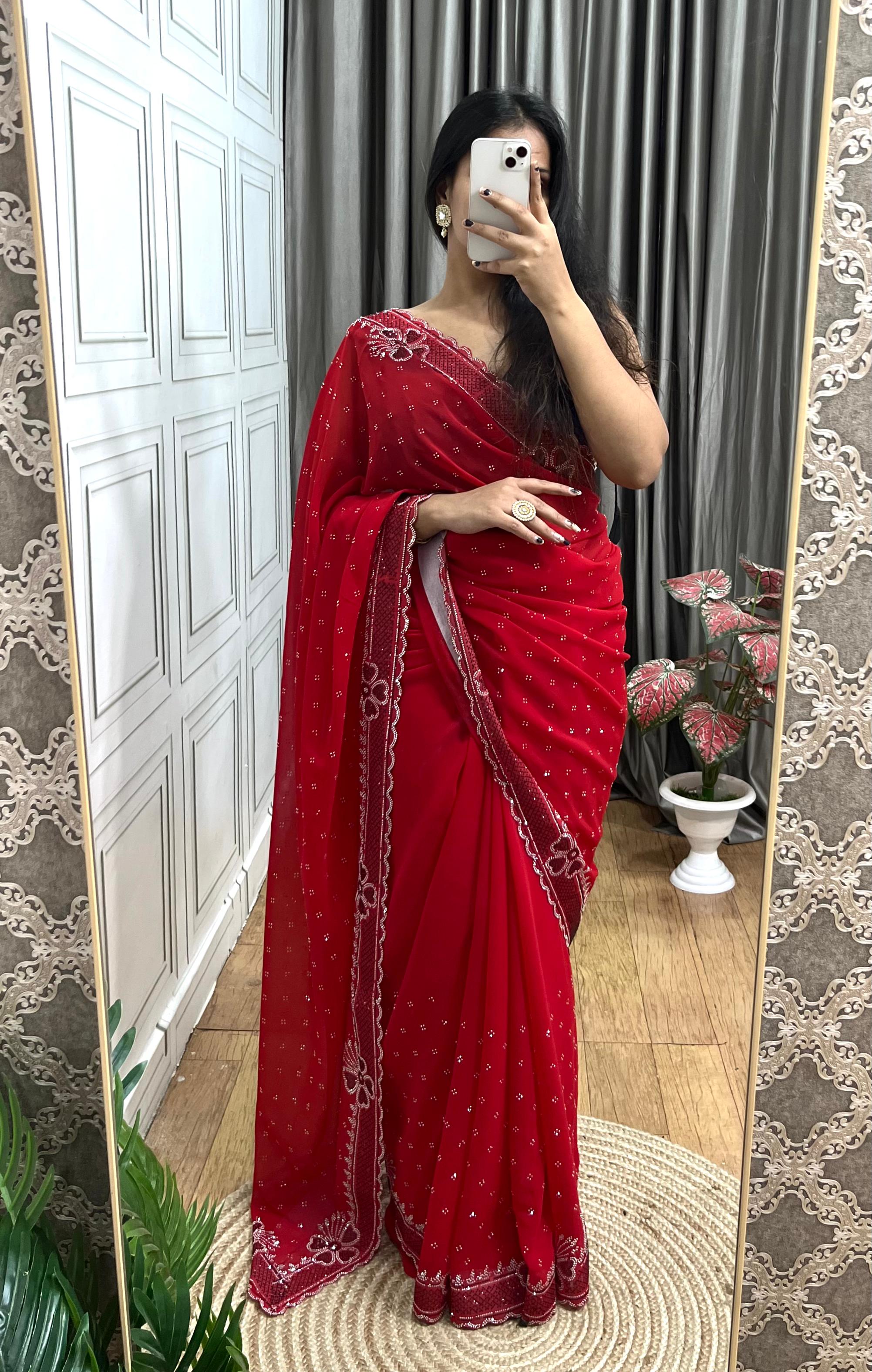 Butterfly Diamond Panel Work Saree  Premium Partywear Collection Elegant Shine Look