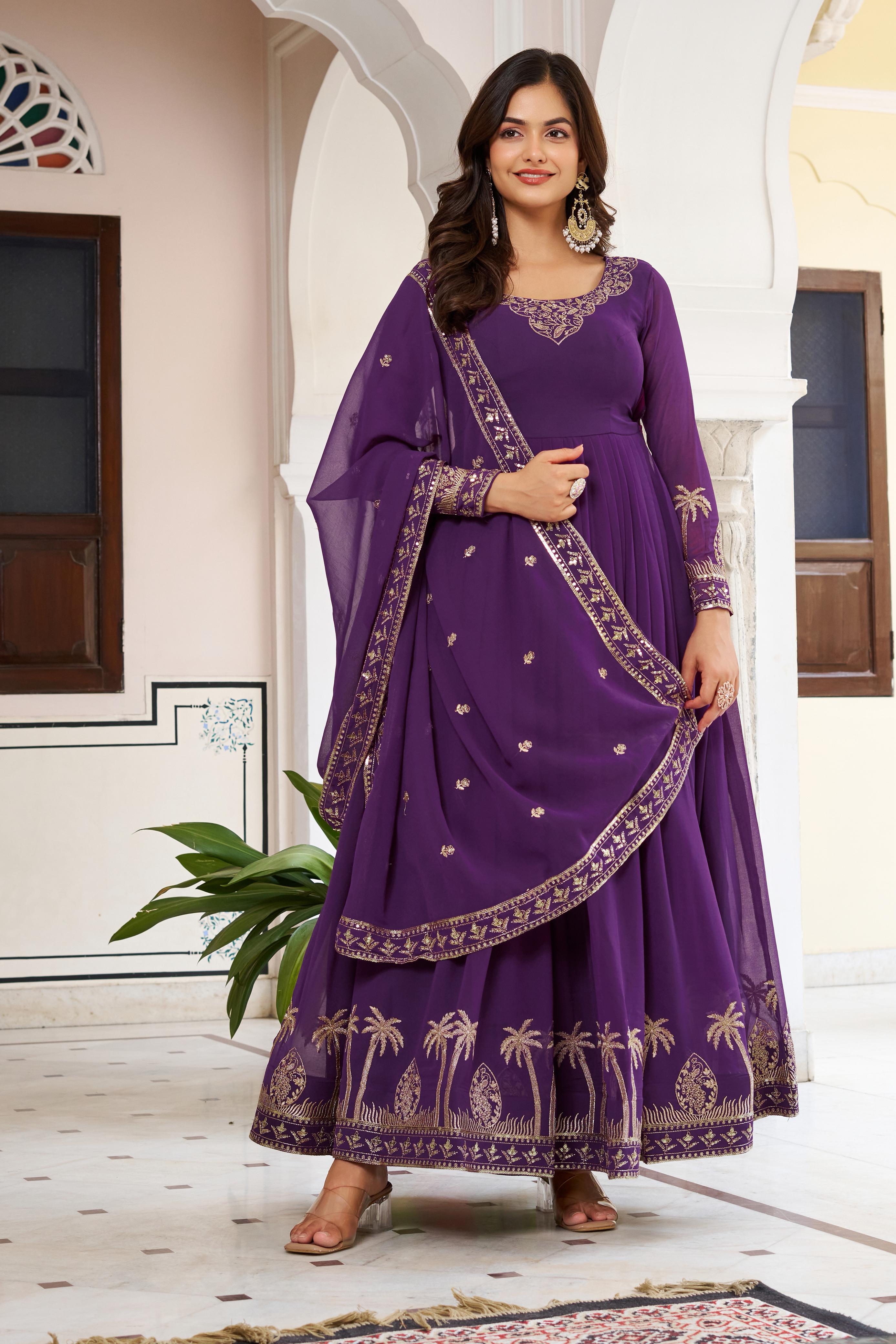 🧜🏻‍♂️✨ Designer Faux Georgette Gown Set with Pant & Dupatta ✨🧜🏻‍♂️