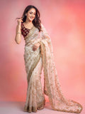 ✨ RADO Space Satin Bits Sequence Work Saree with Contrast Running Blouse ✨