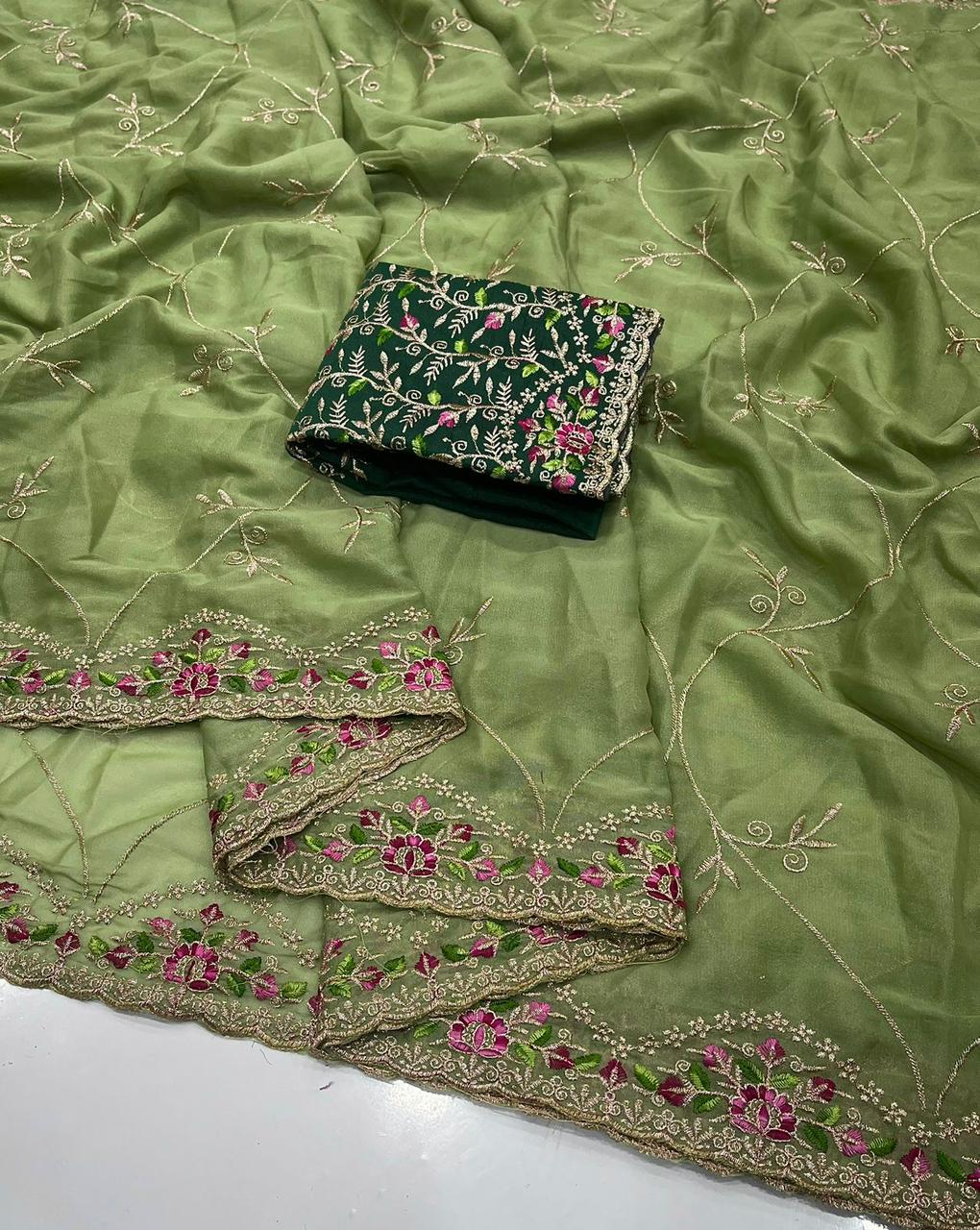 ✨🆕 Star Georgette Saree with Multi Embroidery Work 🆕✨