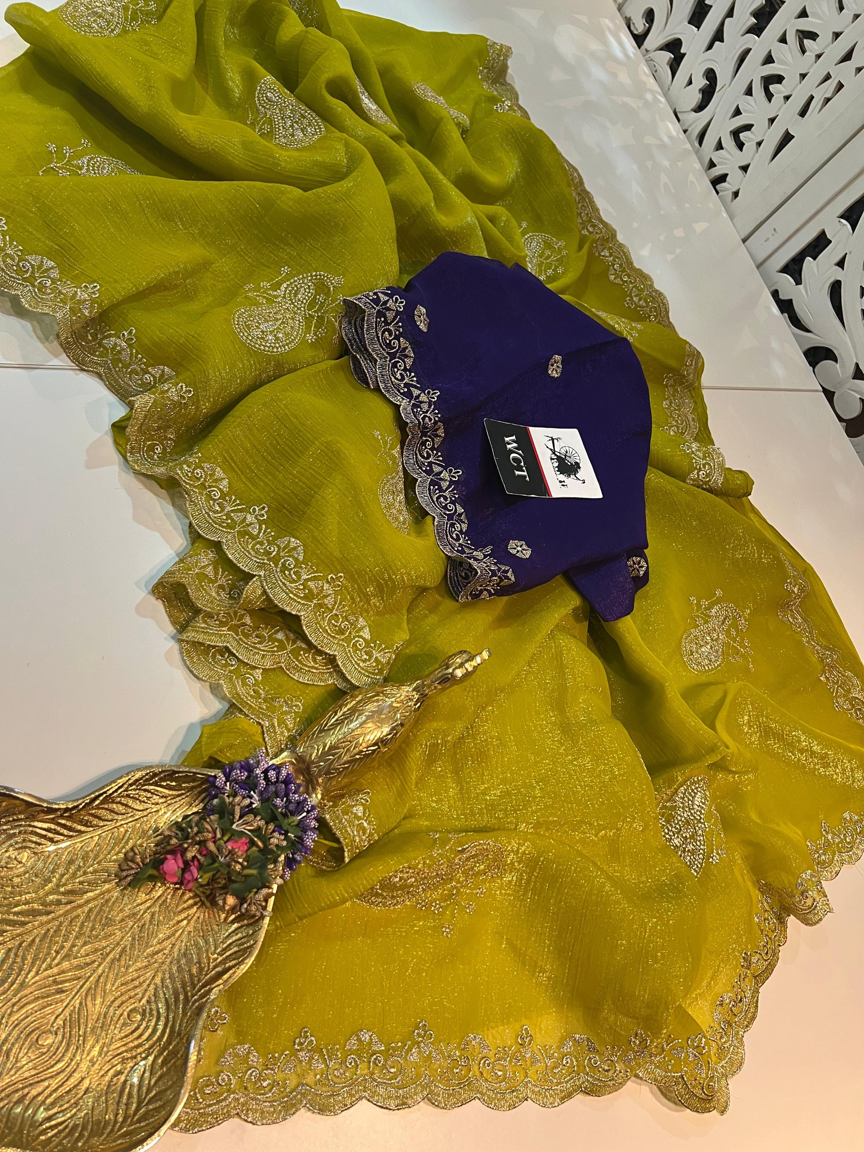 ✨🦚 Premium Peacock Motif Tussar Crush Saree Collection 🦚✨