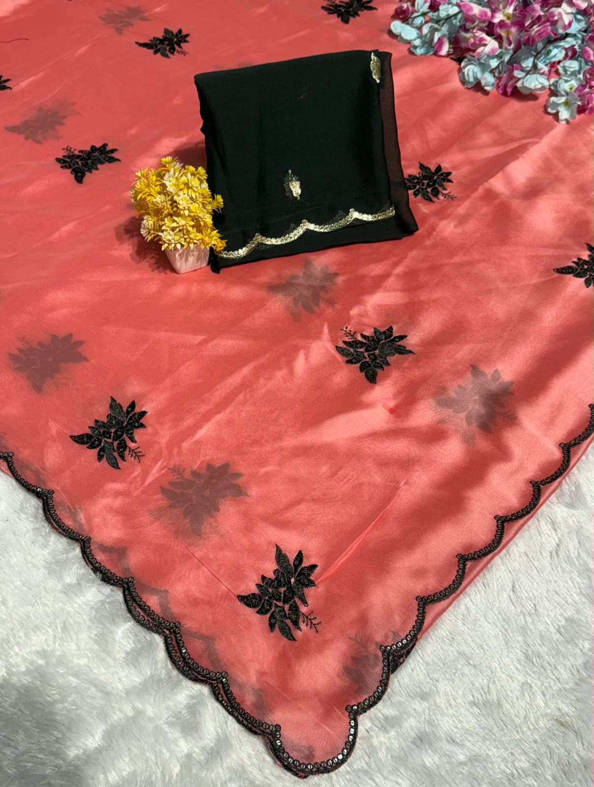 Rangoli Silk Saree with Embroidery & Butti Work with Matching Blouse