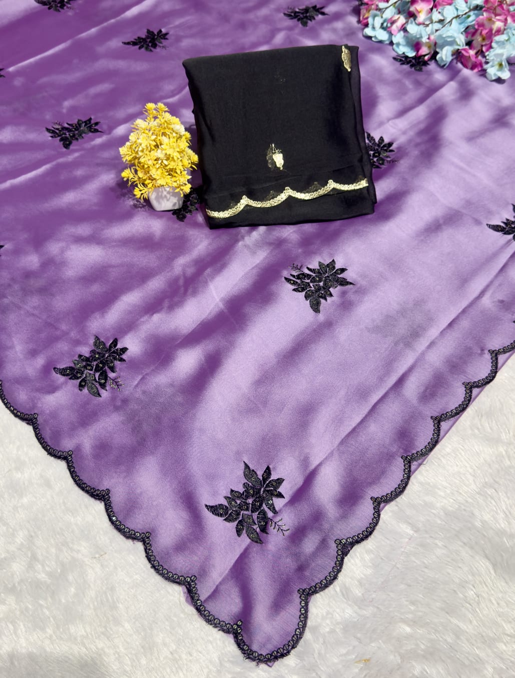 Rangoli Silk Saree with Embroidery & Butti Work with Matching Blouse