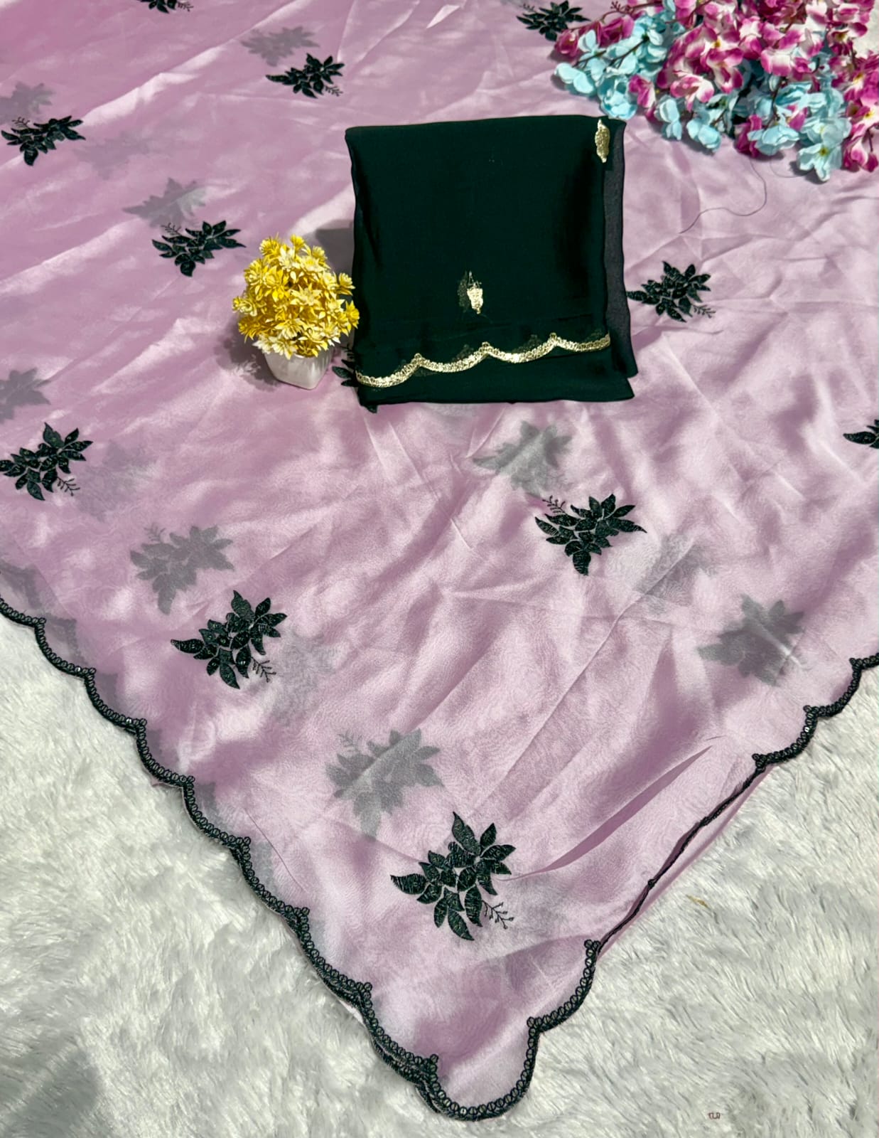 Rangoli Silk Saree with Embroidery & Butti Work with Matching Blouse