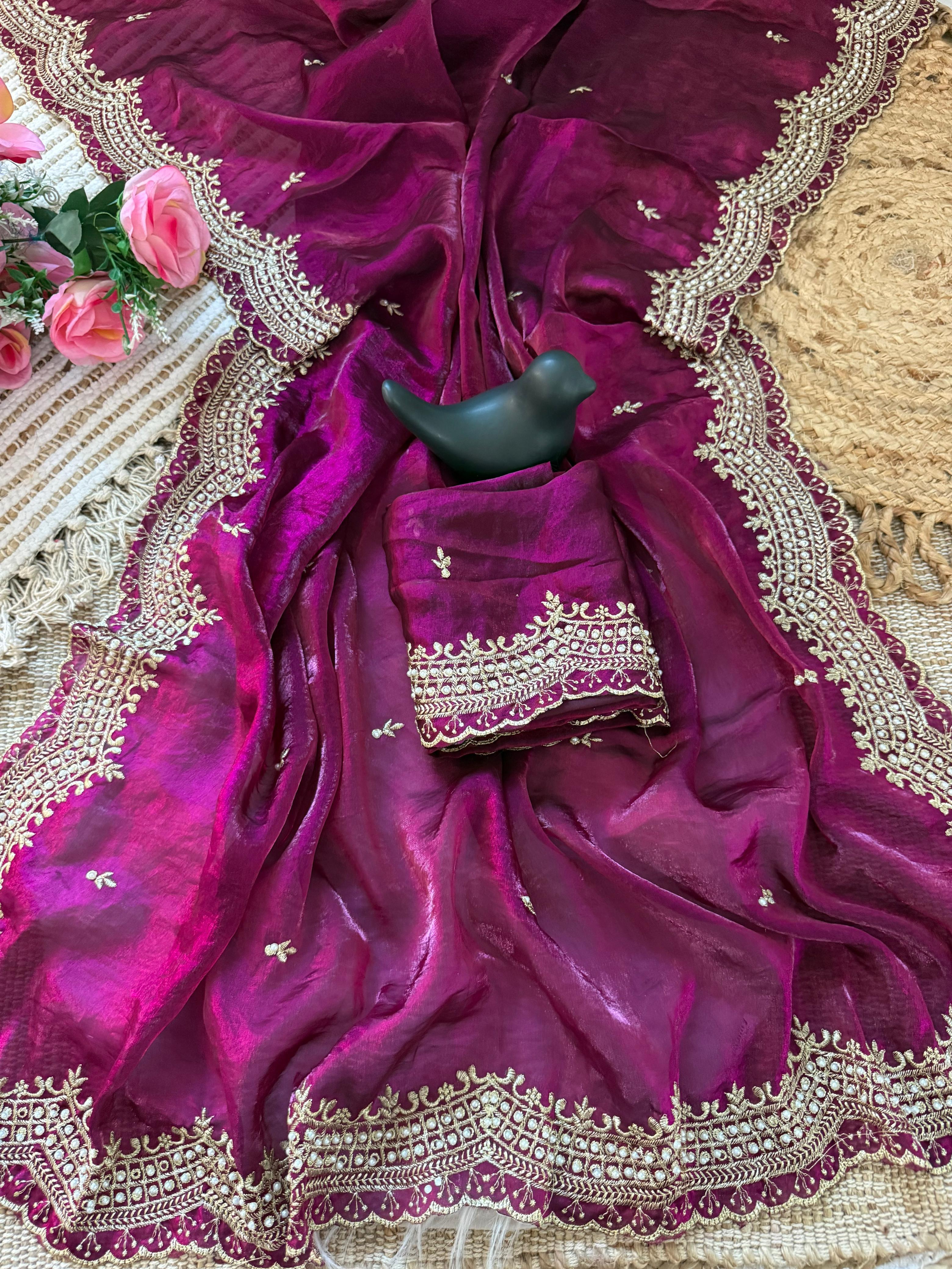 ✨👑 LUXURY FENDY SATIN SAREE COLLECTION 👑✨
