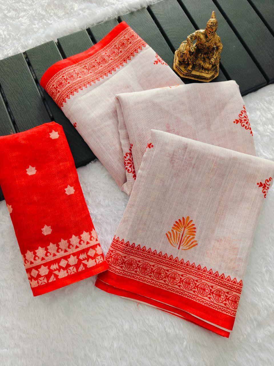 ✨🌸 PREMIUM HEAVY LINEN BLOOMING SAREE COLLECTION 🌸✨