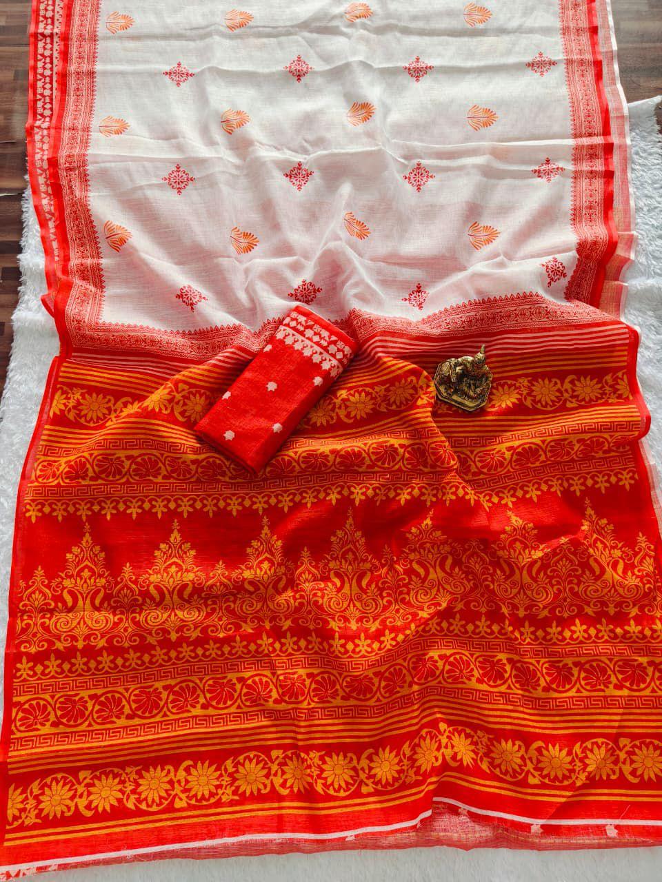 ✨🌸 PREMIUM HEAVY LINEN BLOOMING SAREE COLLECTION 🌸✨