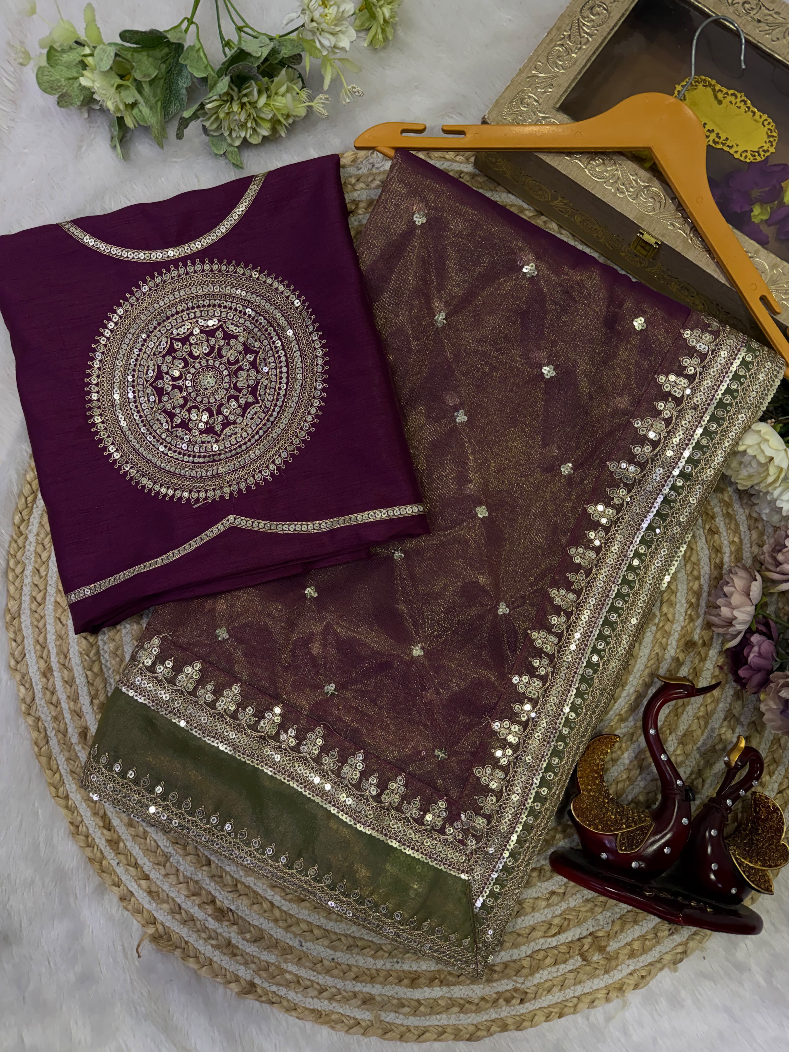 CELEBRITY STYLE NC TWILL DESIGNER SAREE WITH SEQUINS &amp; CORDING EMBROIDERY 🌟✨