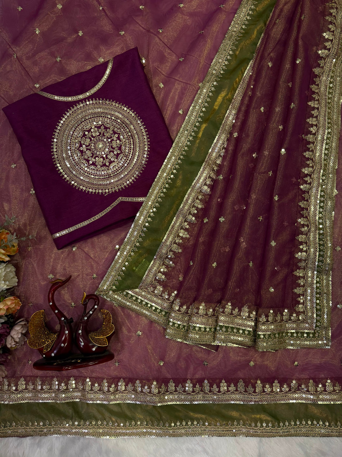CELEBRITY STYLE NC TWILL DESIGNER SAREE WITH SEQUINS &amp; CORDING EMBROIDERY 🌟✨