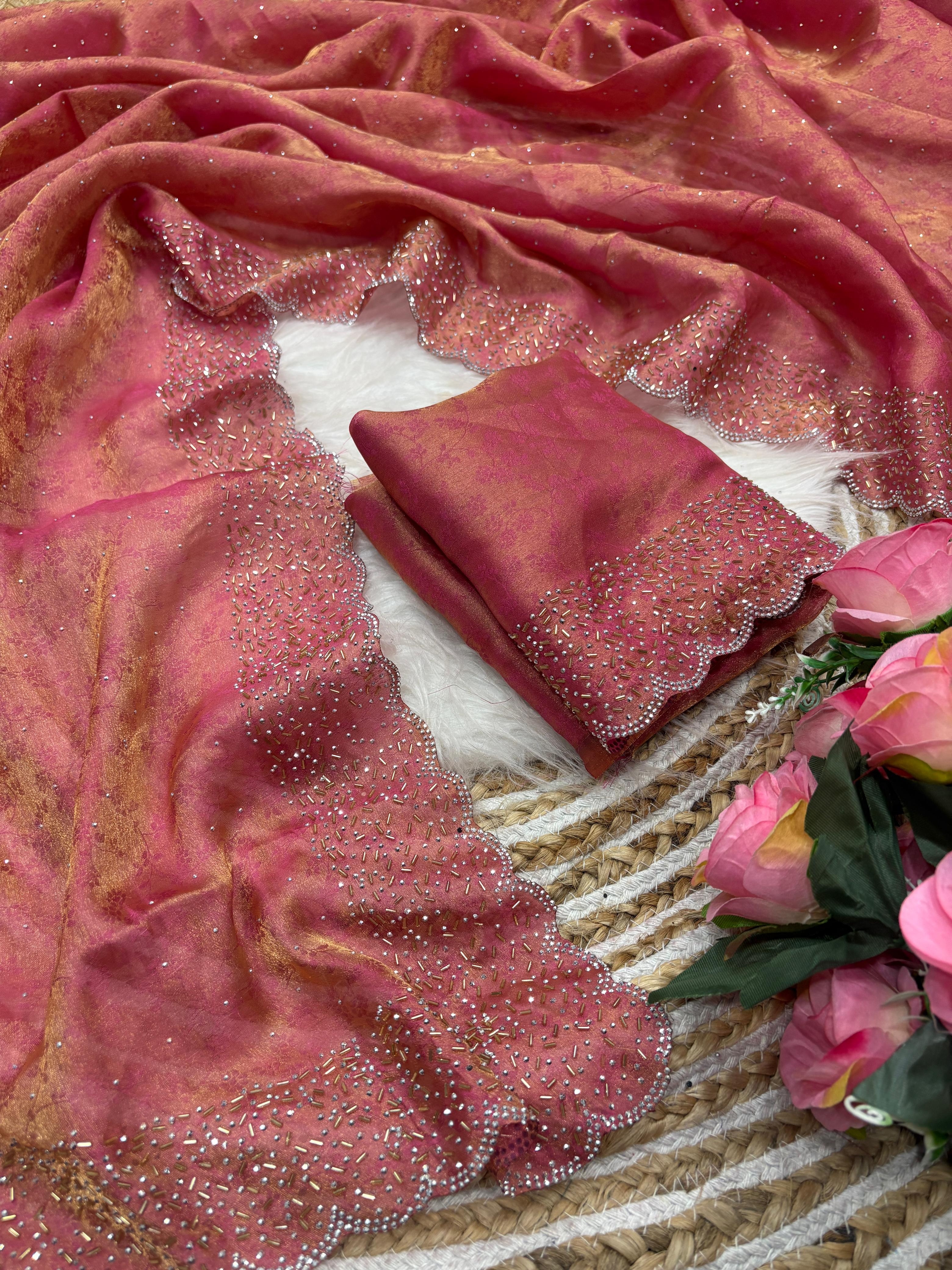 DESIGNER SIROSKI BORDER FANDY SATIN SAREE COLLECTION 👑✨