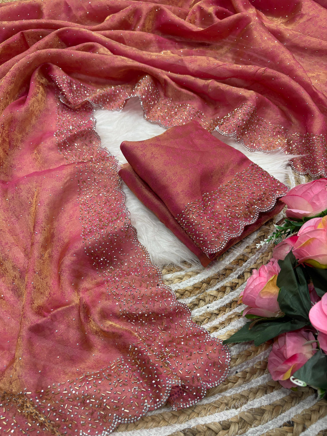 DESIGNER SIROSKI BORDER FANDY SATIN SAREE COLLECTION 👑✨