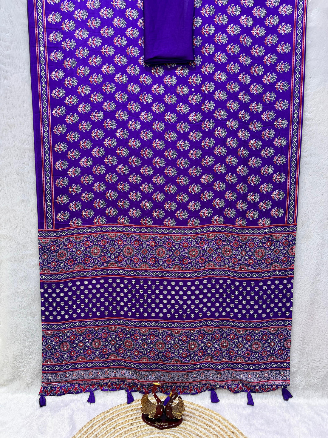 Premium Ajrakh Mirror Work Designer Saree Collection by Roopvastra