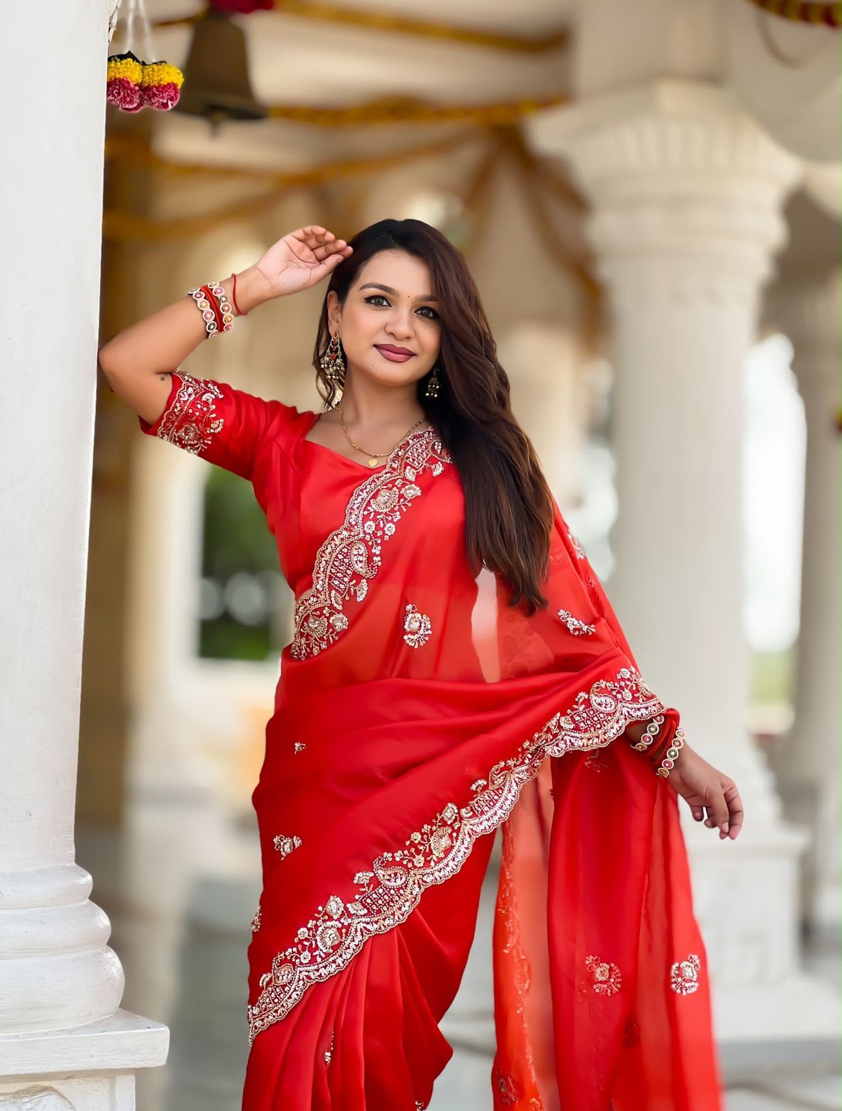 Premium Designer Saree  Premium Soft Tissue Fabric and with blouse
