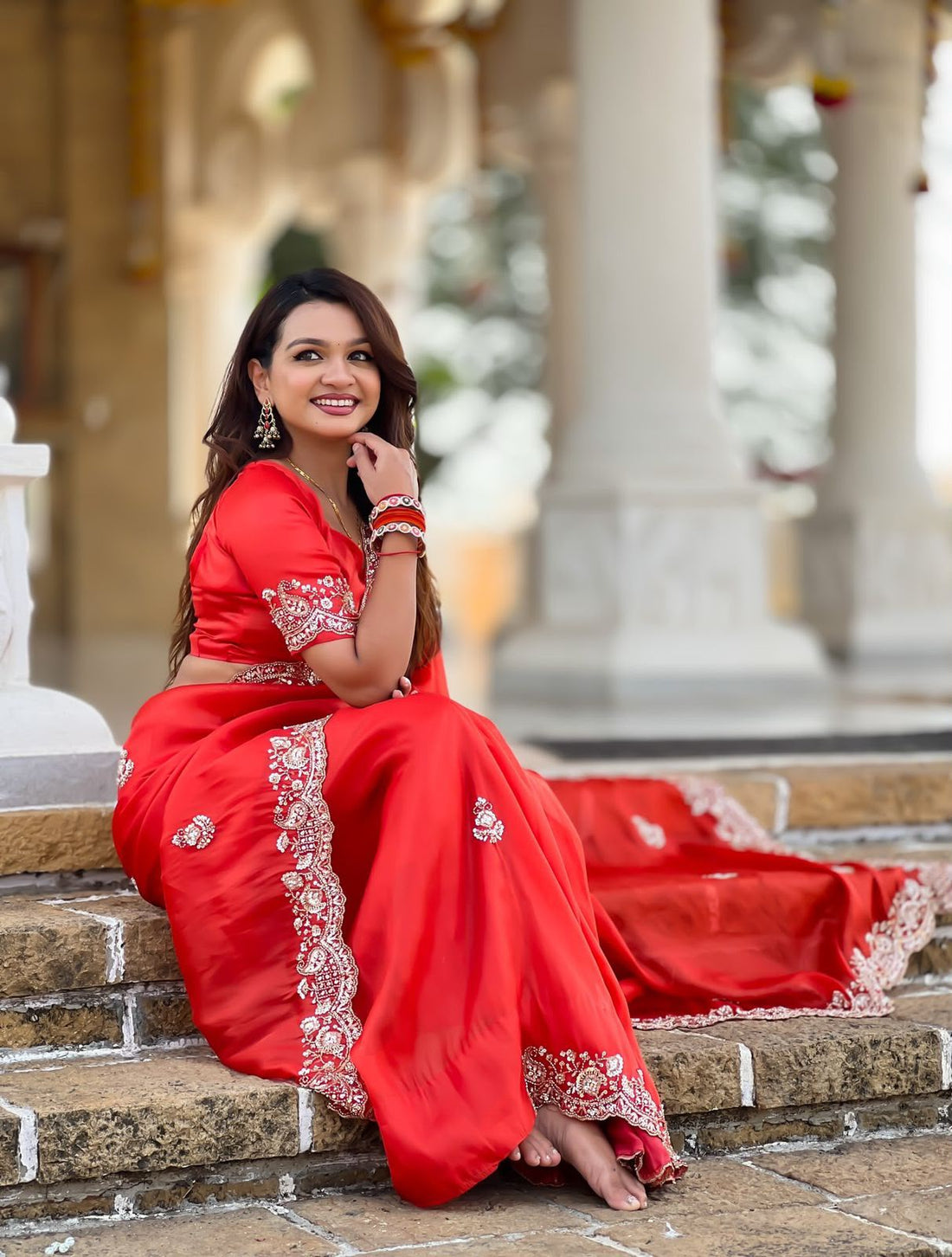 Premium Designer Saree  Premium Soft Tissue Fabric and with blouse