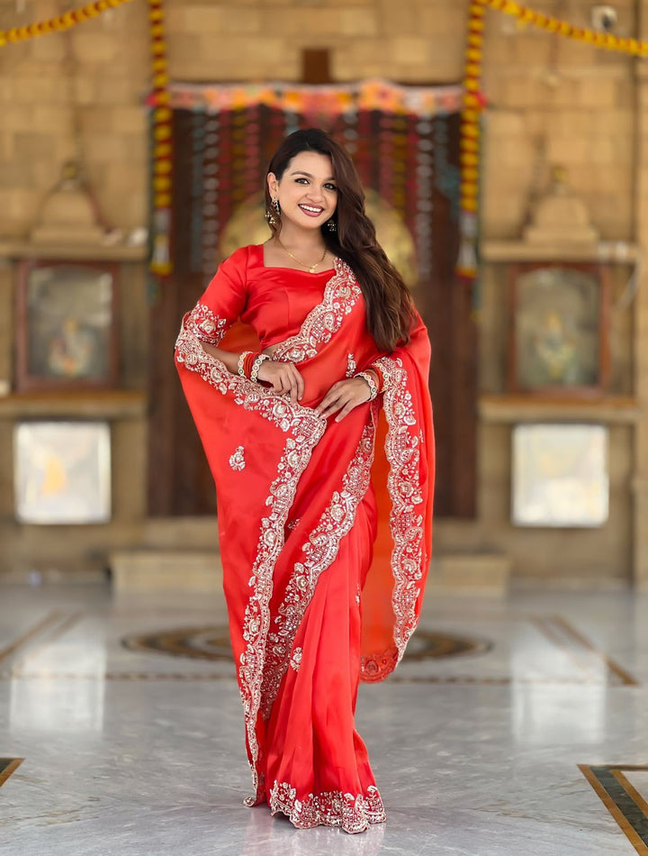 Premium Designer Saree  Premium Soft Tissue Fabric and with blouse