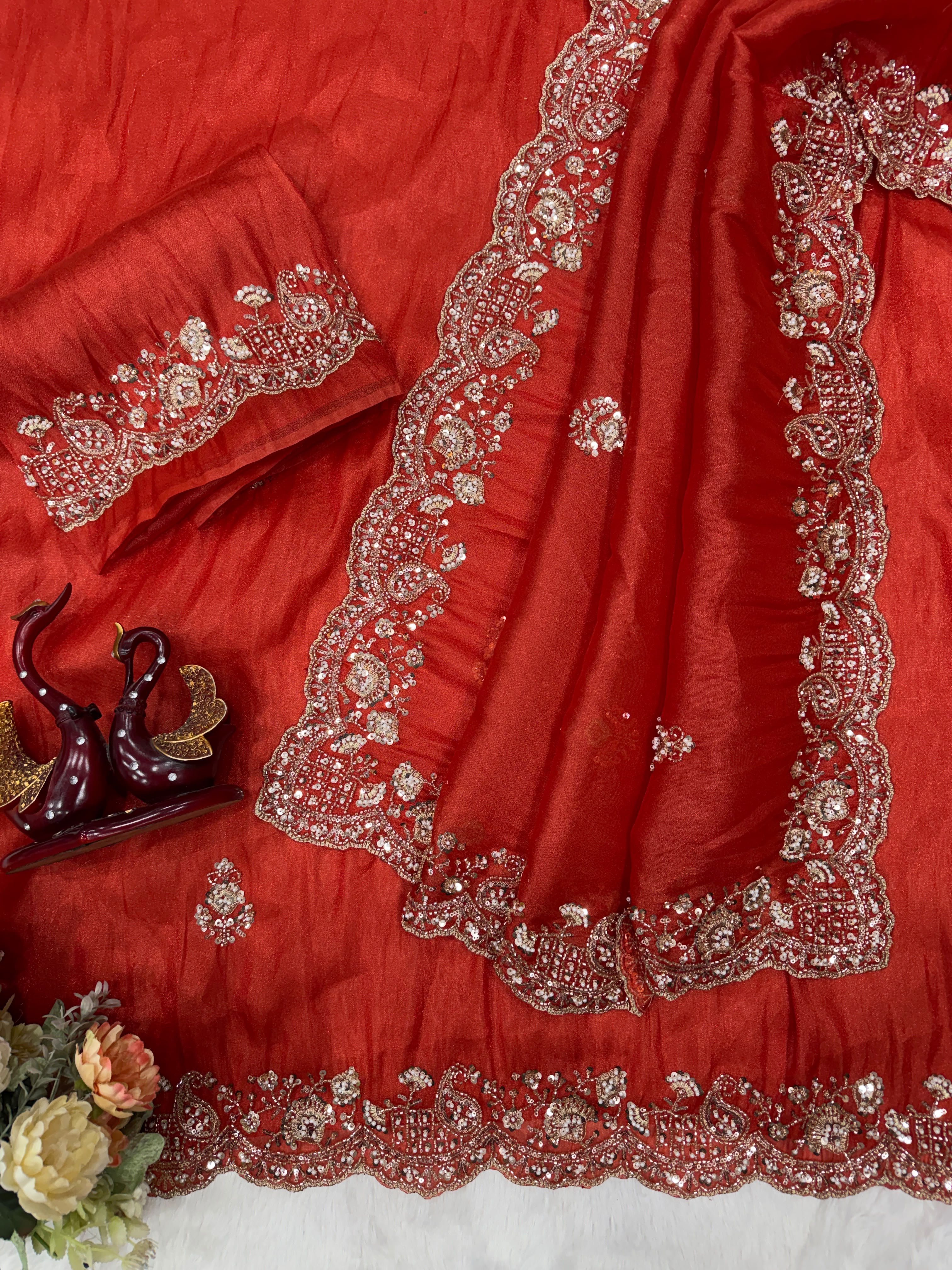 Premium Designer Saree  Premium Soft Tissue Fabric and with blouse