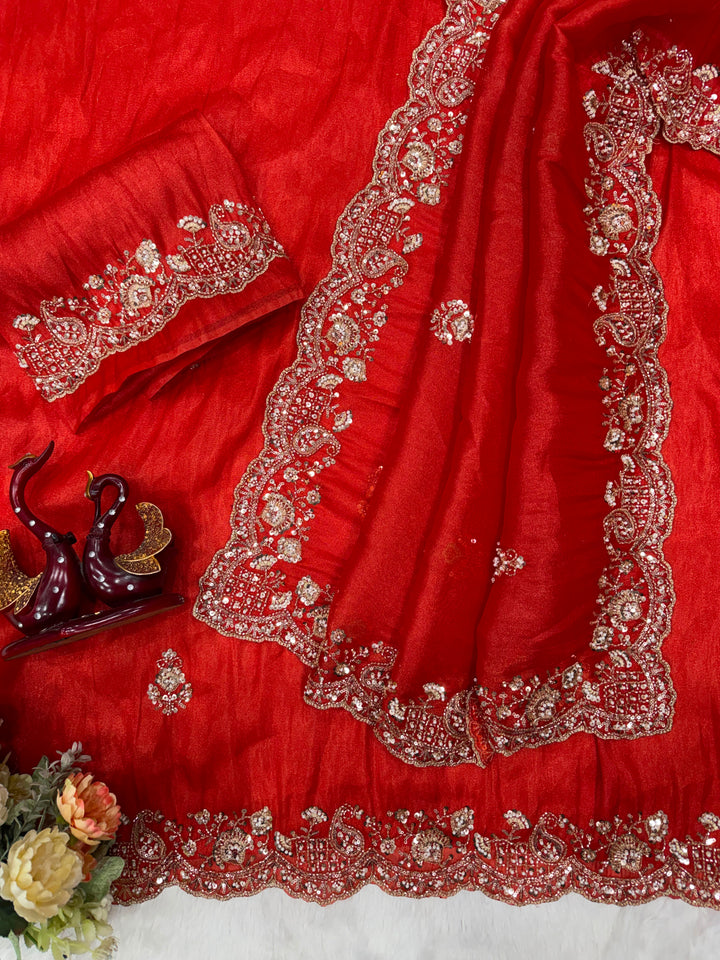 Premium Designer Saree  Premium Soft Tissue Fabric and with blouse