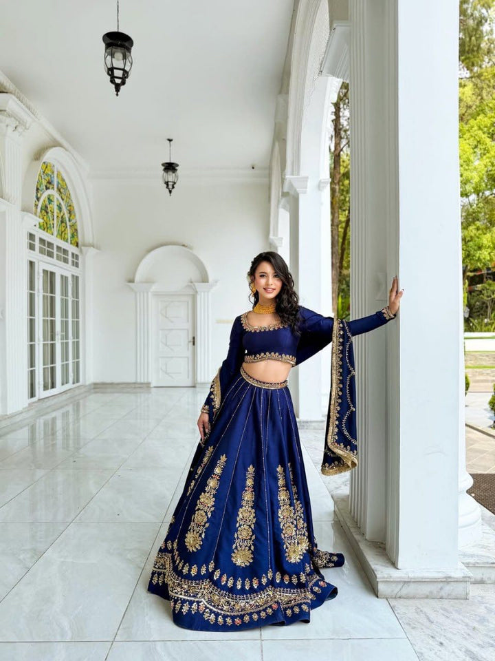 LUXURY CHINON EMBROIDERED LEHENGA WITH DESIGNER DUPATTA