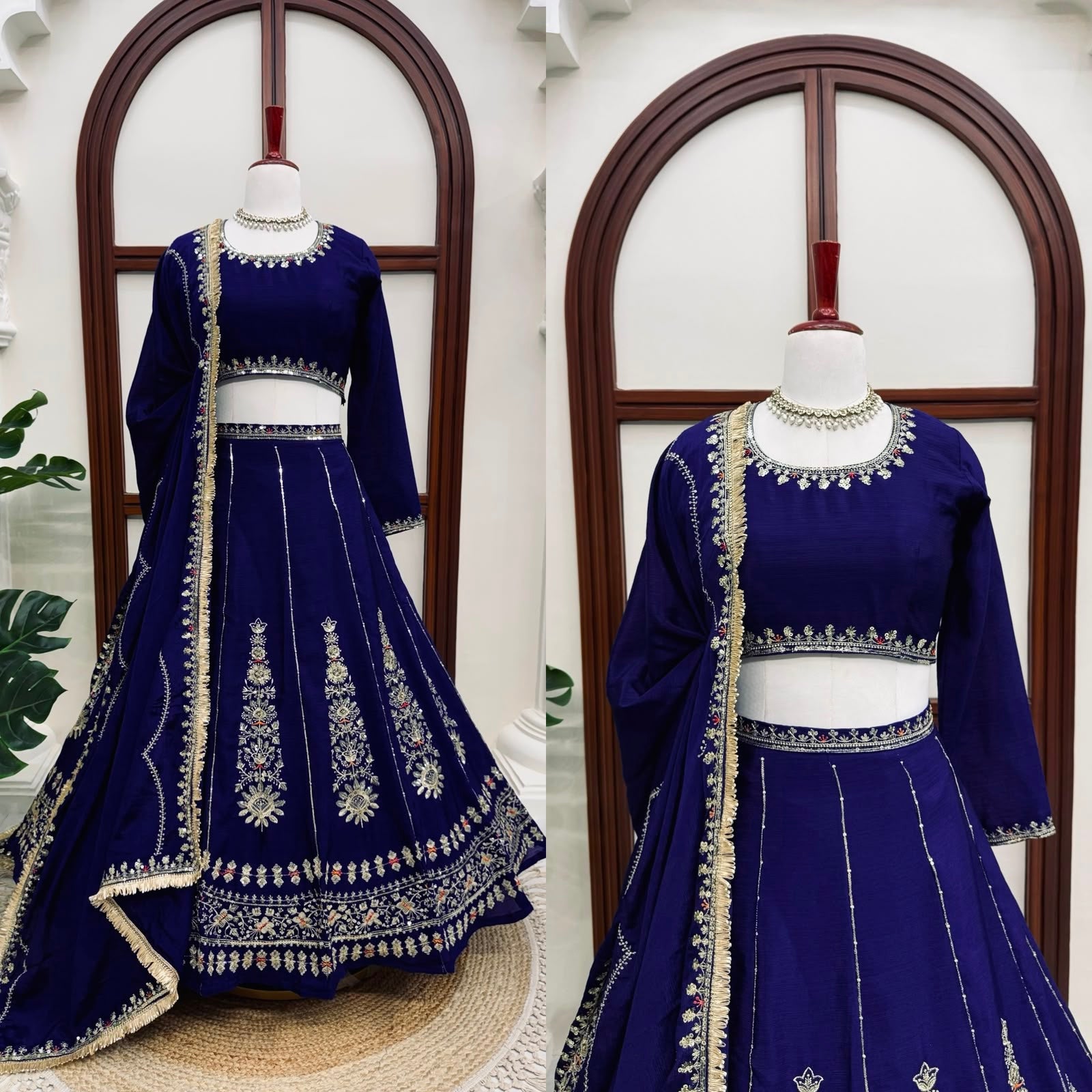 LUXURY CHINON EMBROIDERED LEHENGA WITH DESIGNER DUPATTA