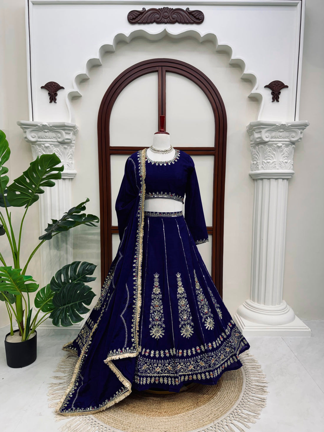 LUXURY CHINON EMBROIDERED LEHENGA WITH DESIGNER DUPATTA