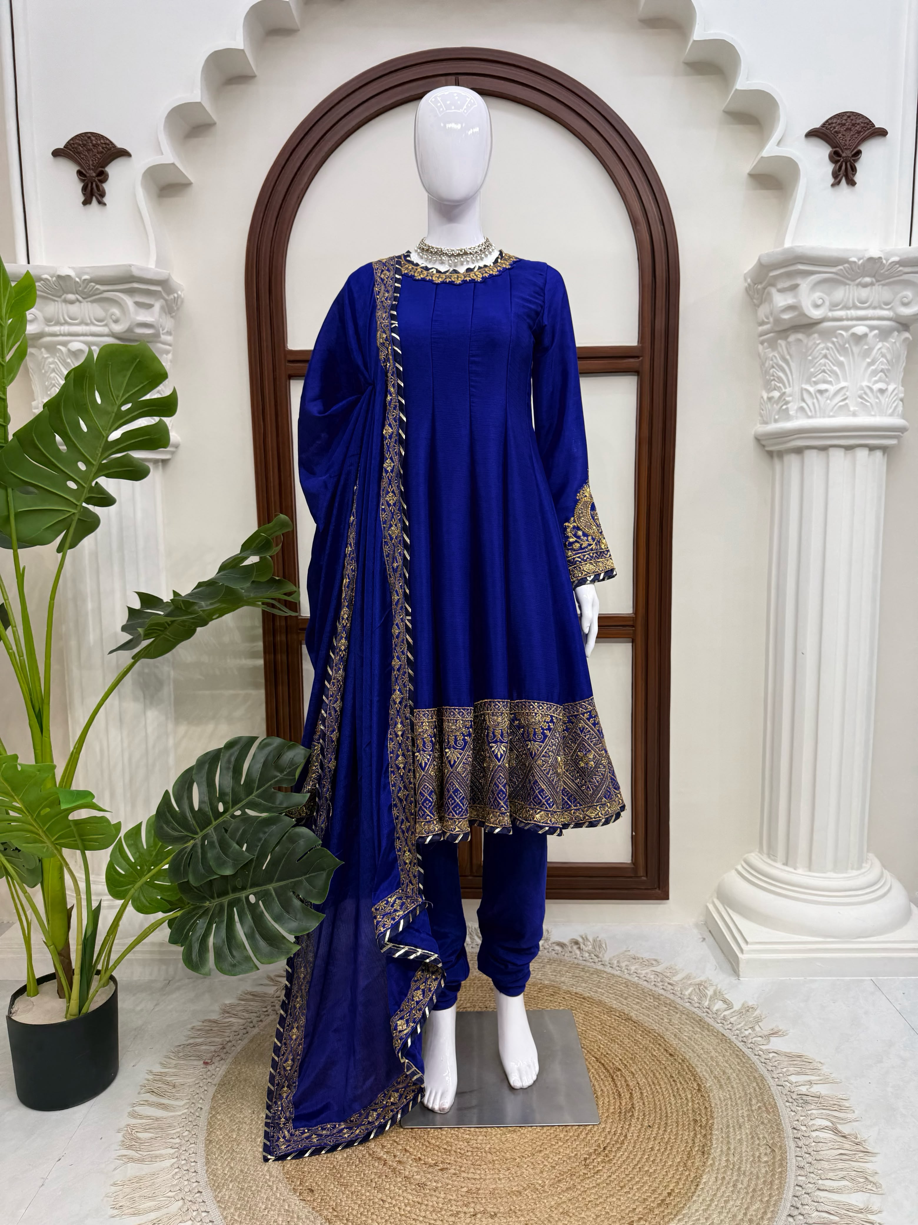 FESTIVE WEAR PREMIUM CHINON ANARKALI SUIT SET