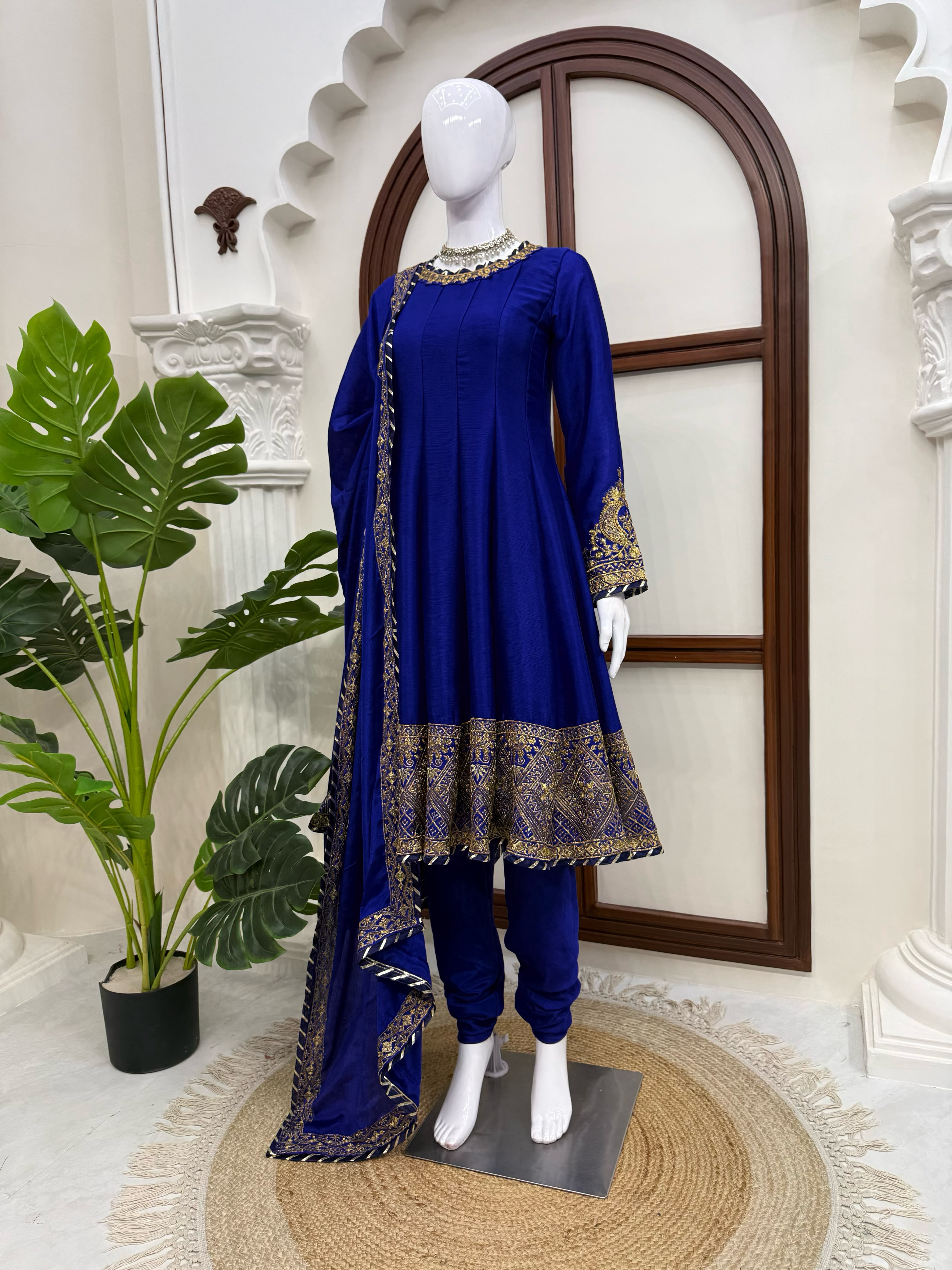 FESTIVE WEAR PREMIUM CHINON ANARKALI SUIT SET