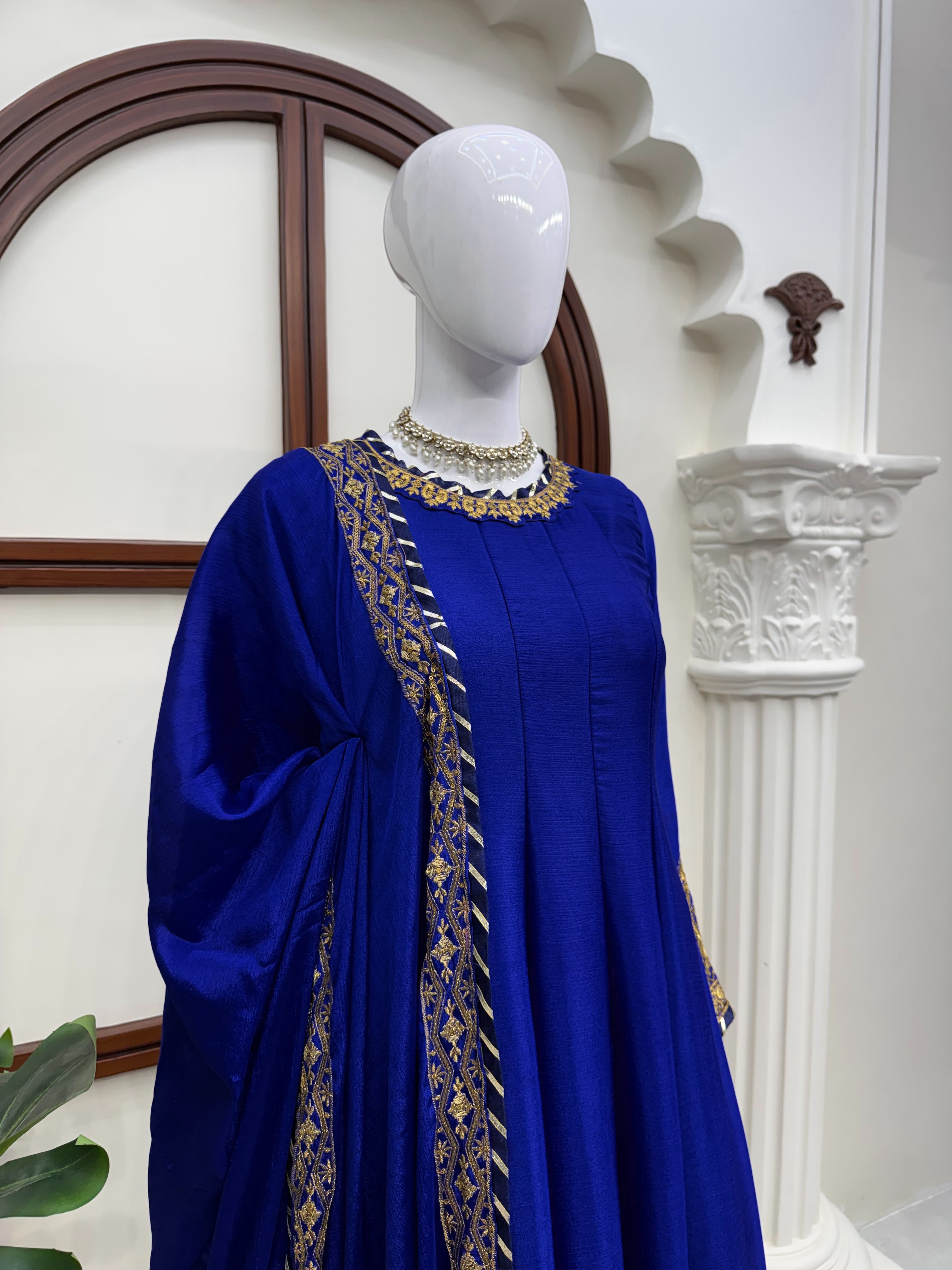 FESTIVE WEAR PREMIUM CHINON ANARKALI SUIT SET