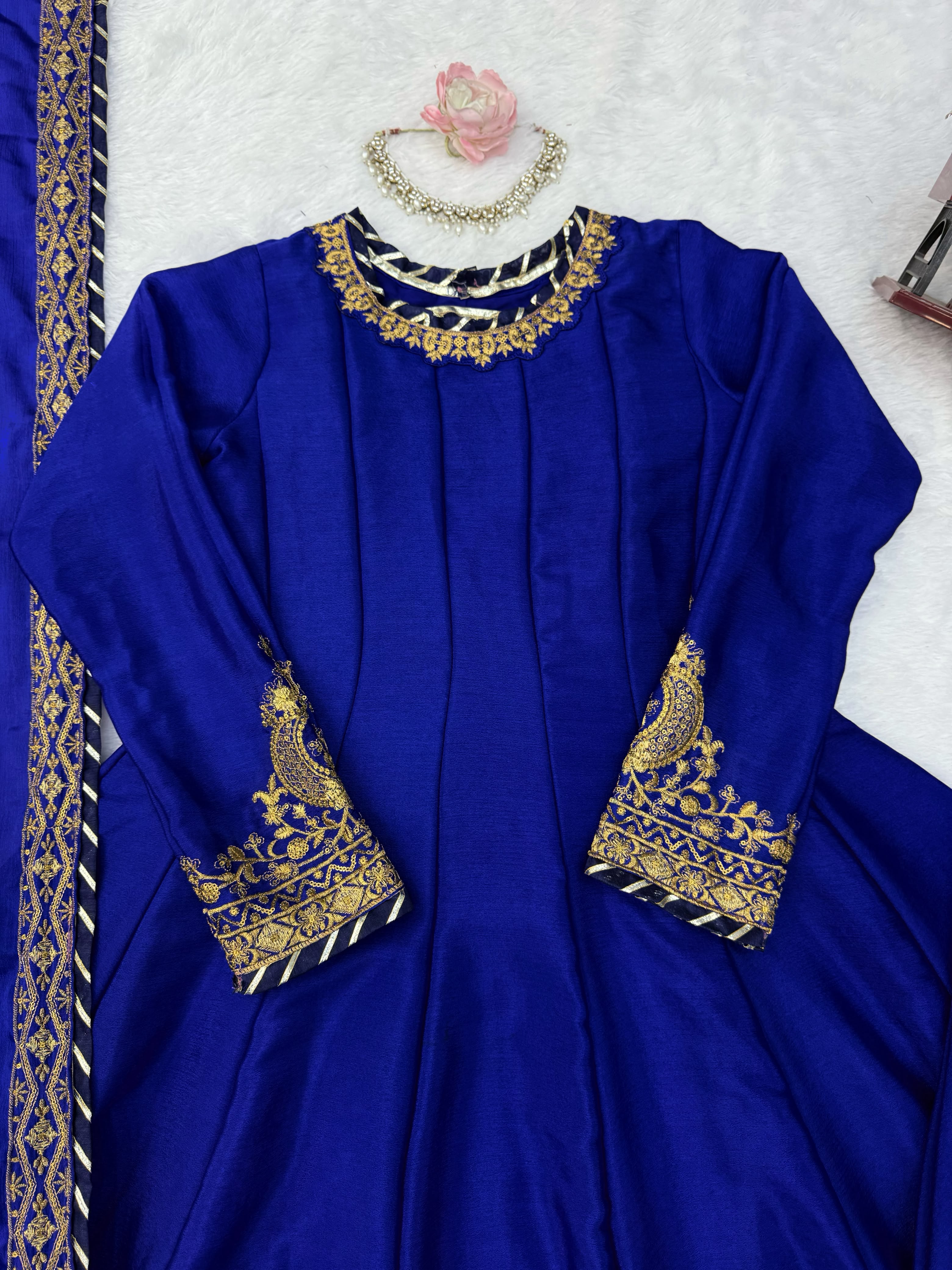 FESTIVE WEAR PREMIUM CHINON ANARKALI SUIT SET