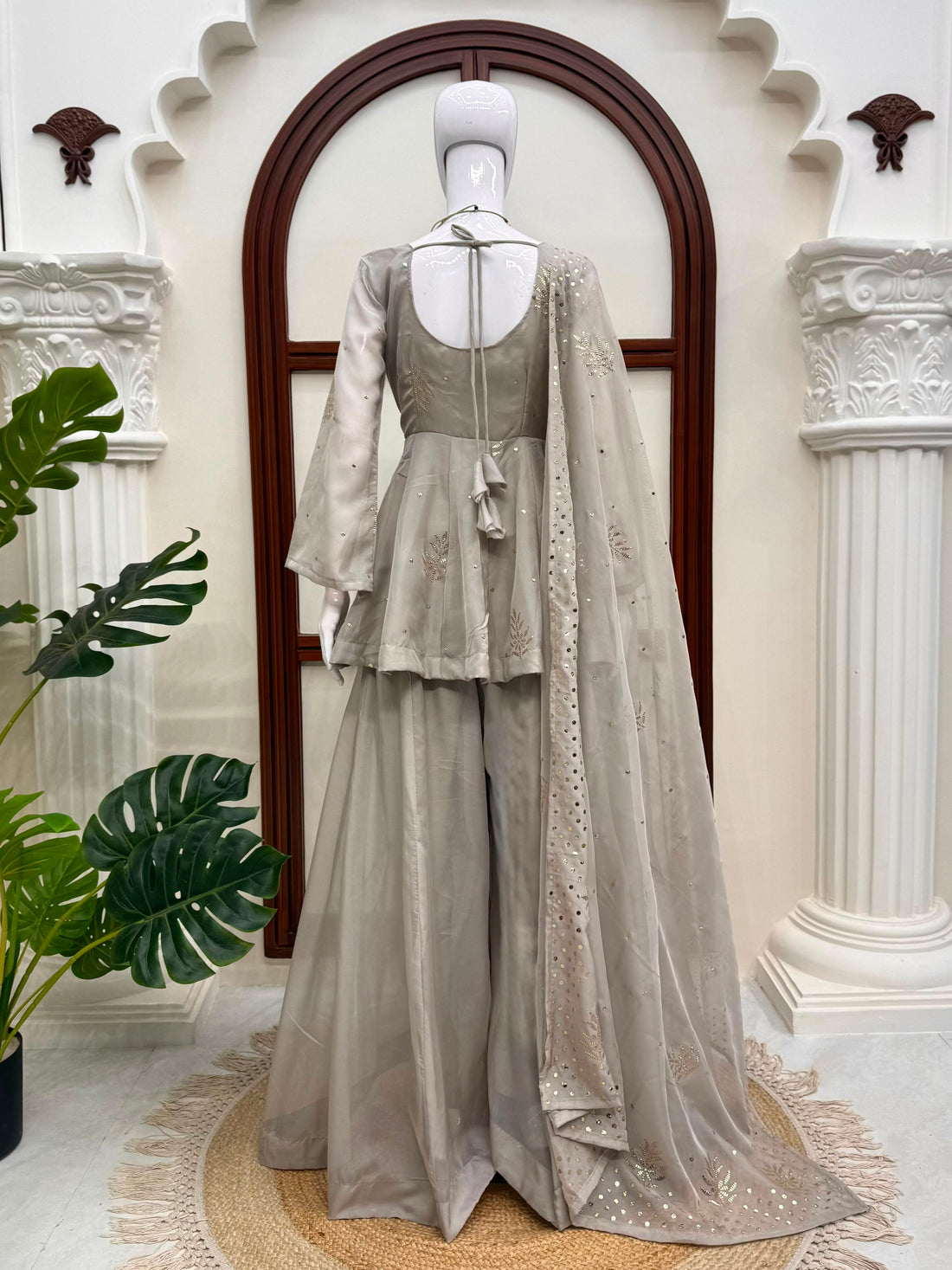 DESIGNER TABBY SILK KURTI PLAZZO SET WITH FOIL WORK