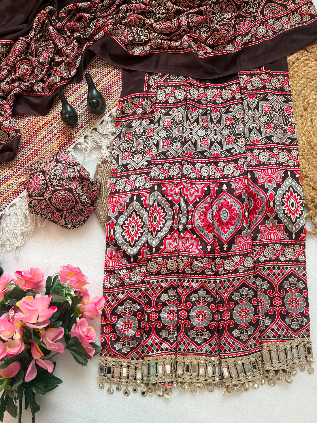 PREMIUM PURE AJRAKH SATIN VISCOSE SILK SAREE COLLECTION