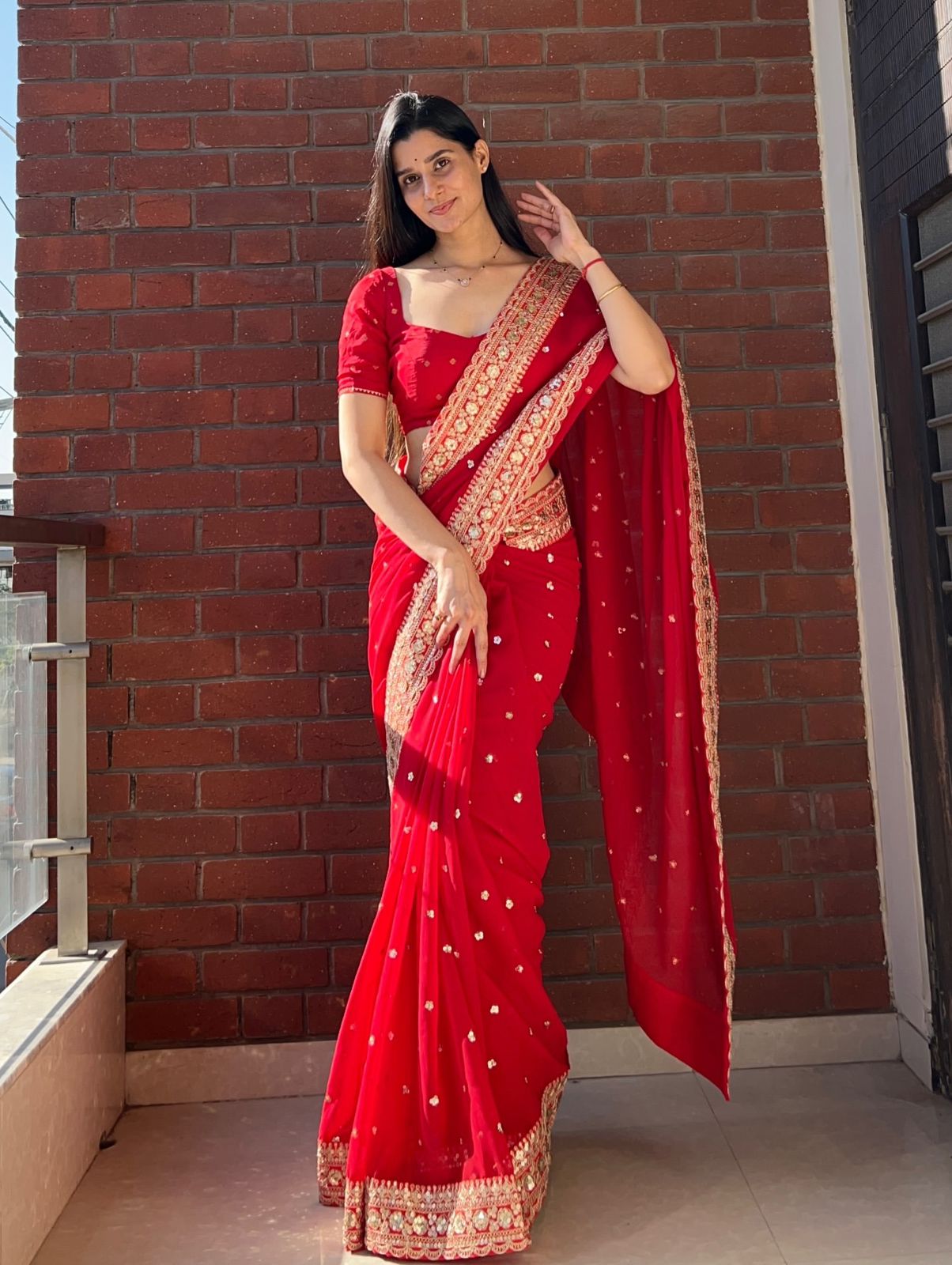 Premium Pure Georgette Embroidered Designer Saree