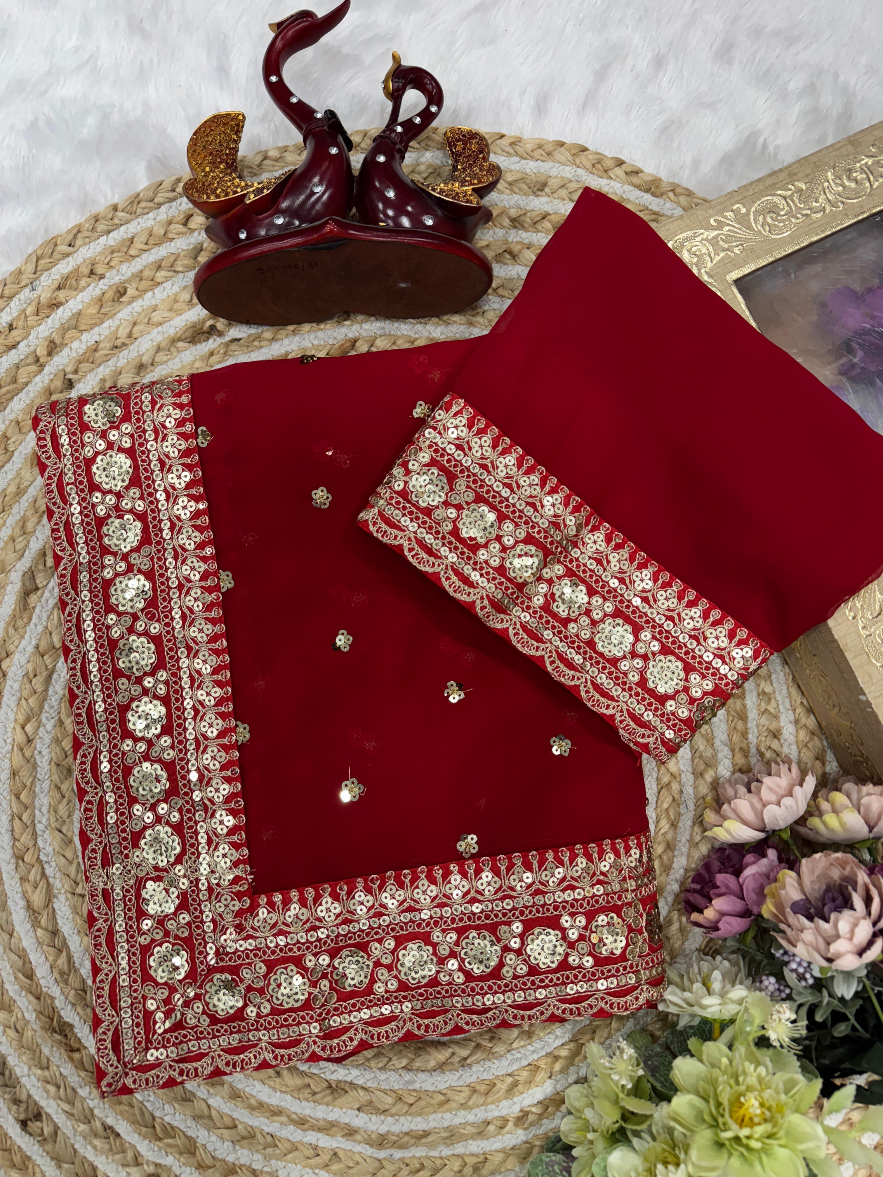 Premium Pure Georgette Embroidered Designer Saree
