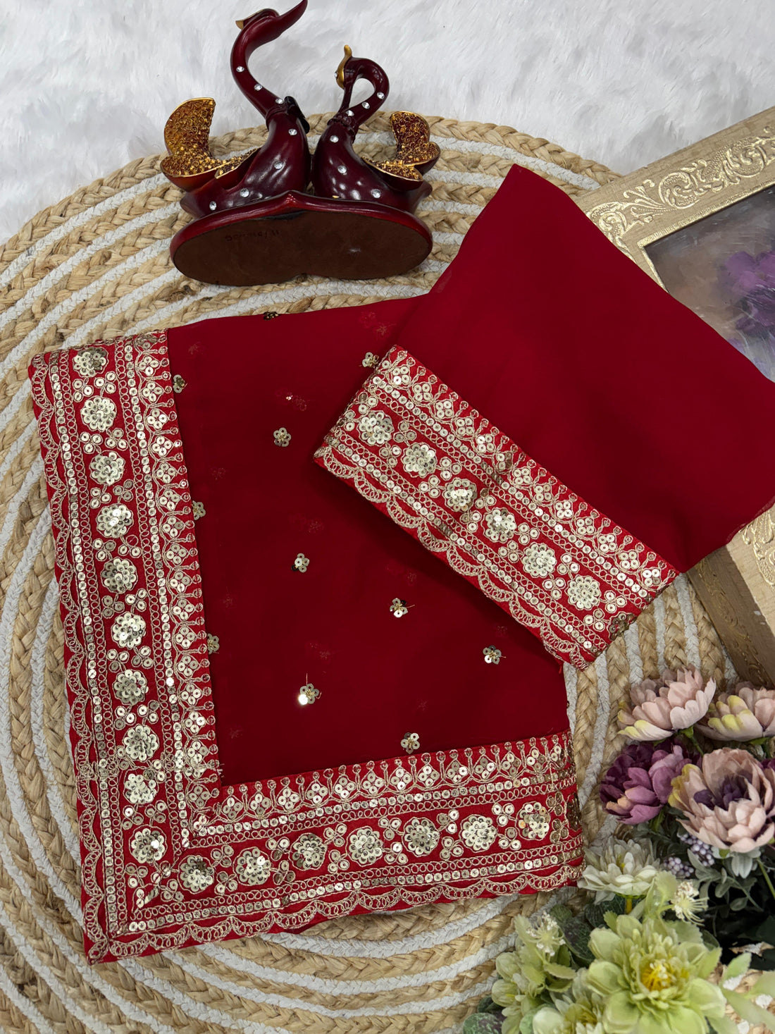 Premium Pure Georgette Embroidered Designer Saree