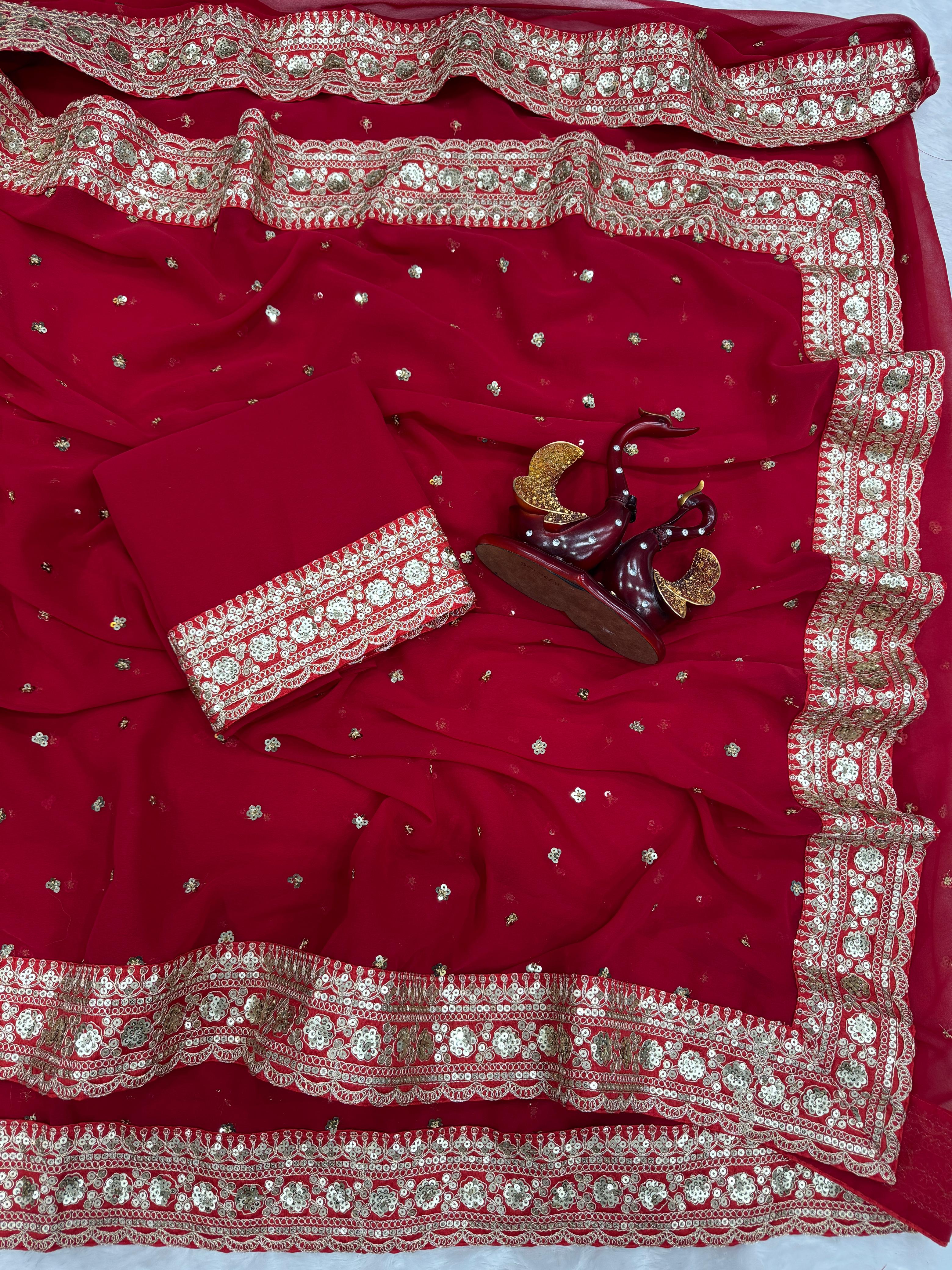 Premium Pure Georgette Embroidered Designer Saree