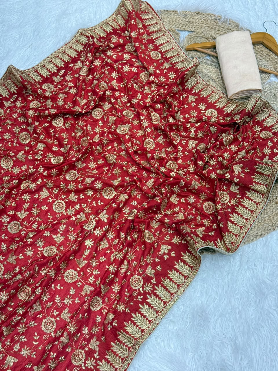 Premium Vichitra Silk Designer Wedding Saree