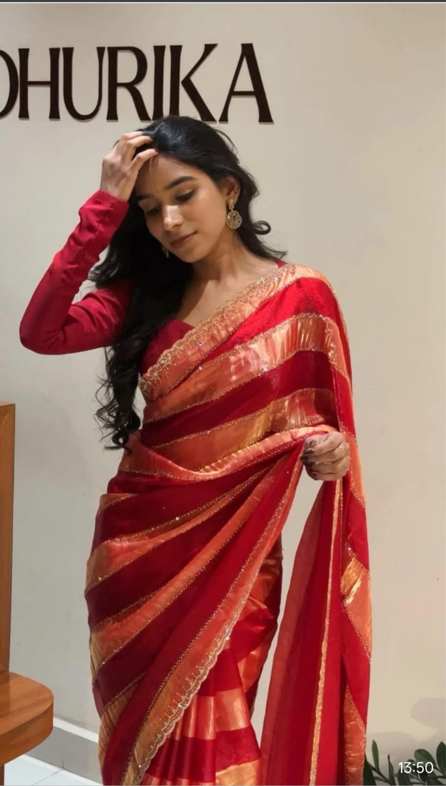Premium Fendy Satin Dual Shade Designer Saree