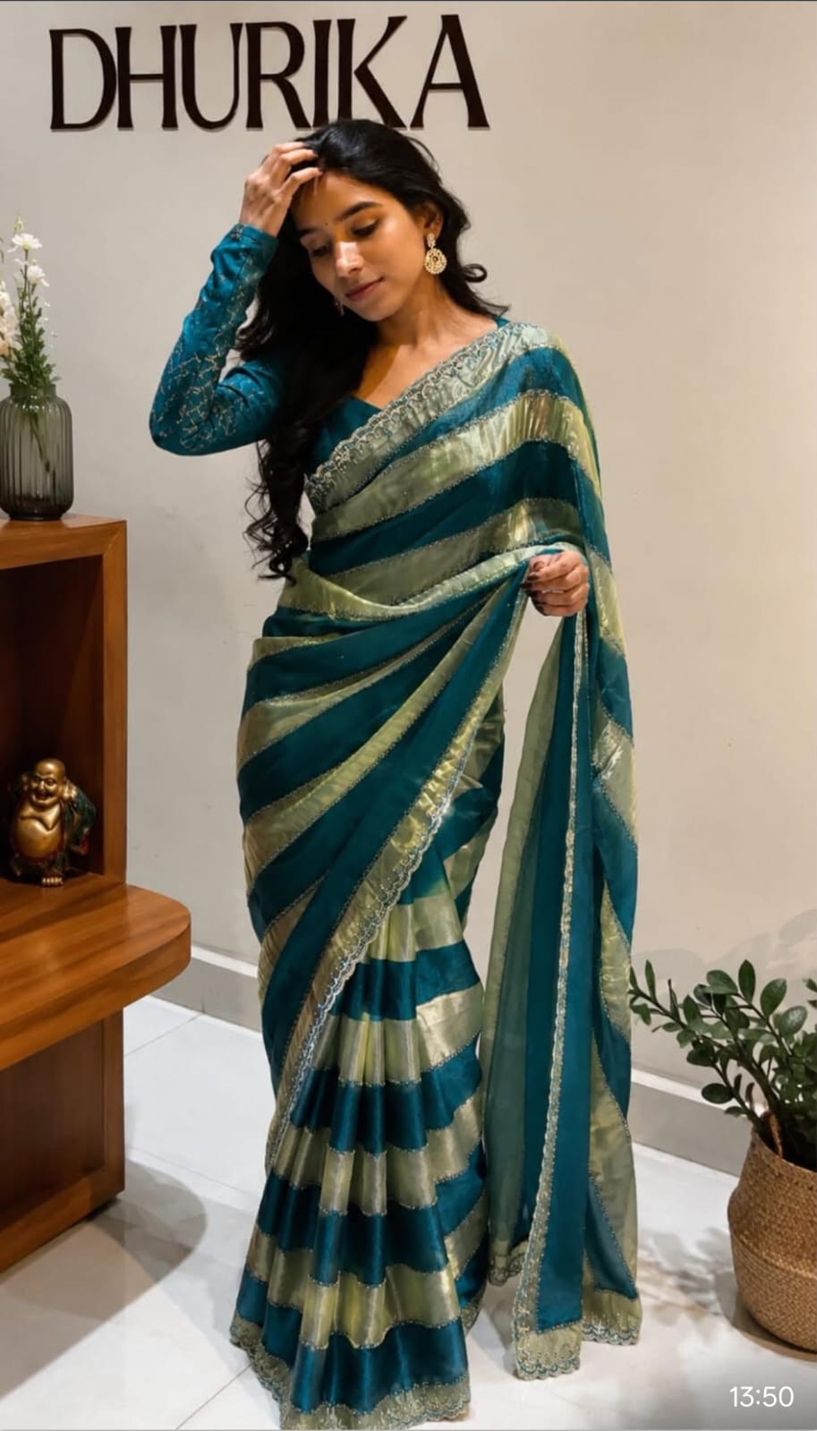 Premium Fendy Satin Dual Shade Designer Saree