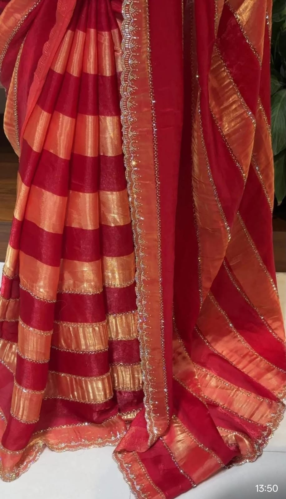 Premium Fendy Satin Dual Shade Designer Saree