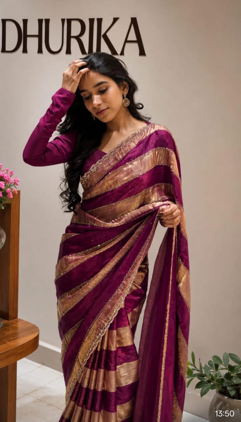 Premium Fendy Satin Dual Shade Designer Saree