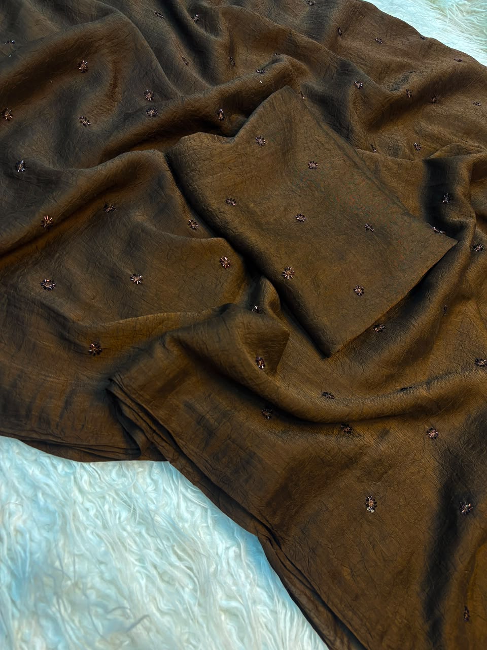 Trending Coffee Crush Beads Saree