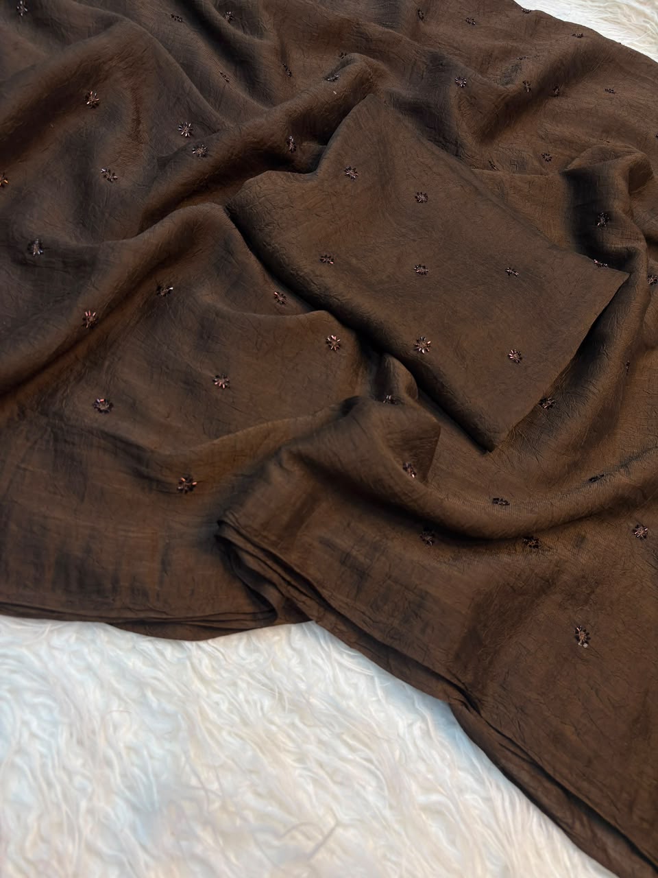 Trending Coffee Crush Beads Saree