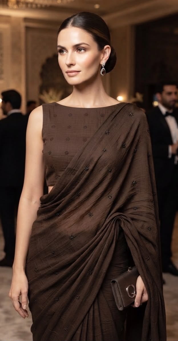 Trending Coffee Crush Beads Saree