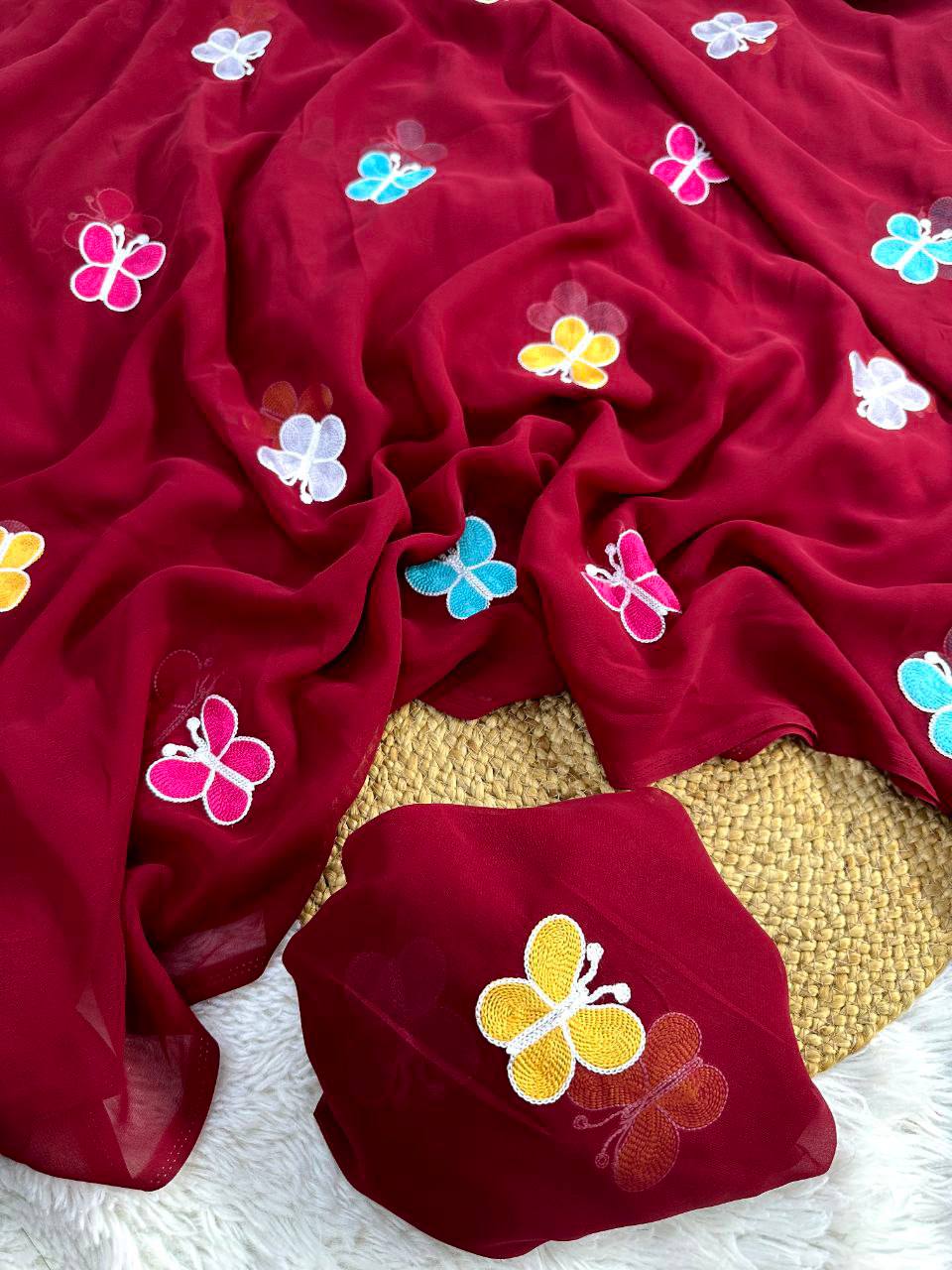 Premium Georgette Butterfly Gamthi Saree