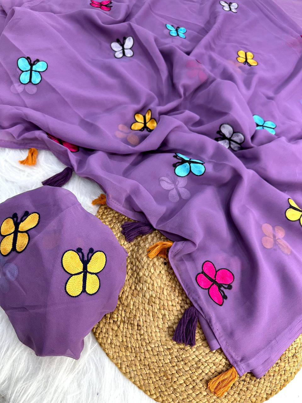 Premium Georgette Butterfly Gamthi Saree