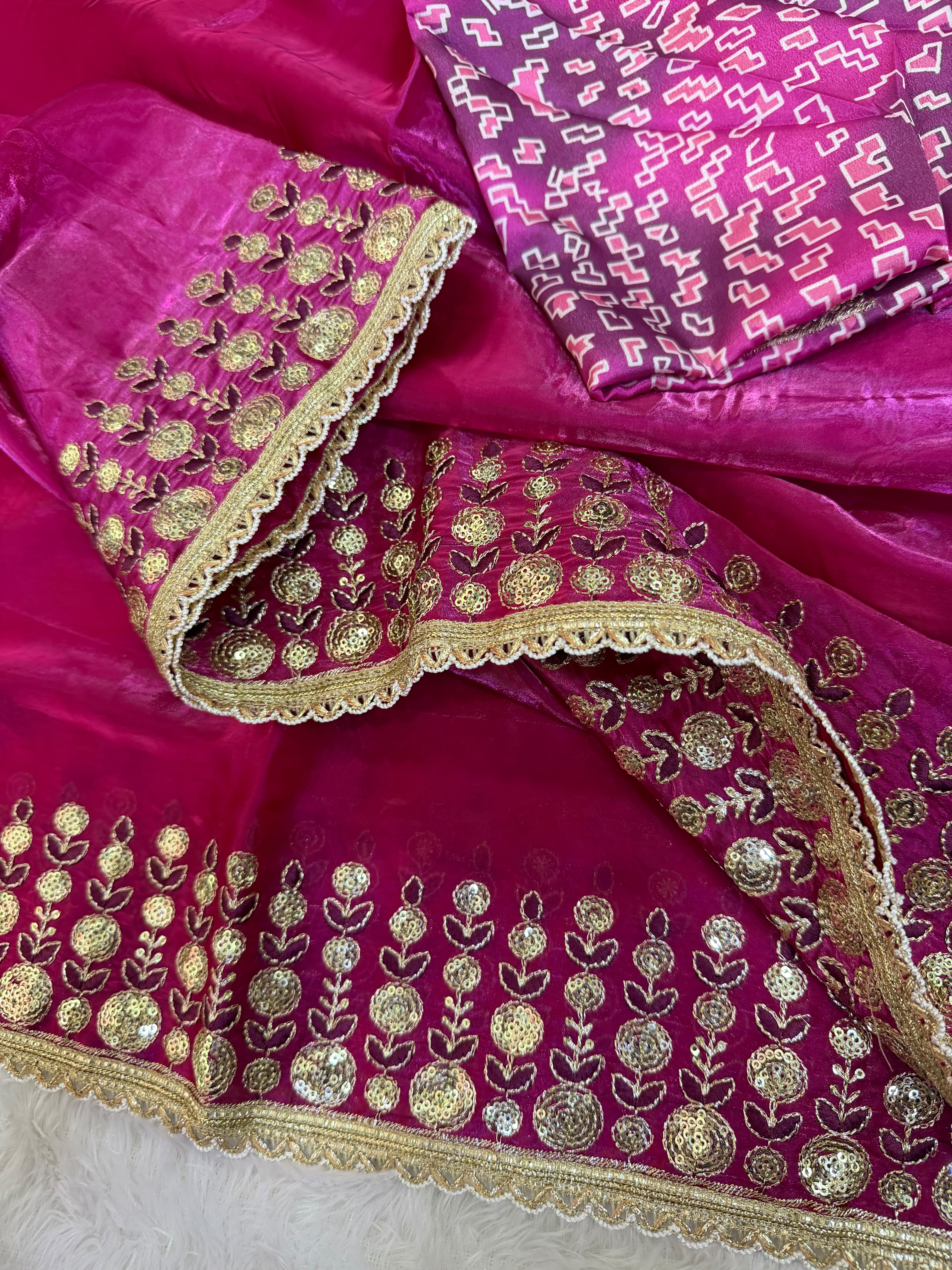 Luxury Soft Jimmy Satin Designer Saree With Beautiful Sequin Work