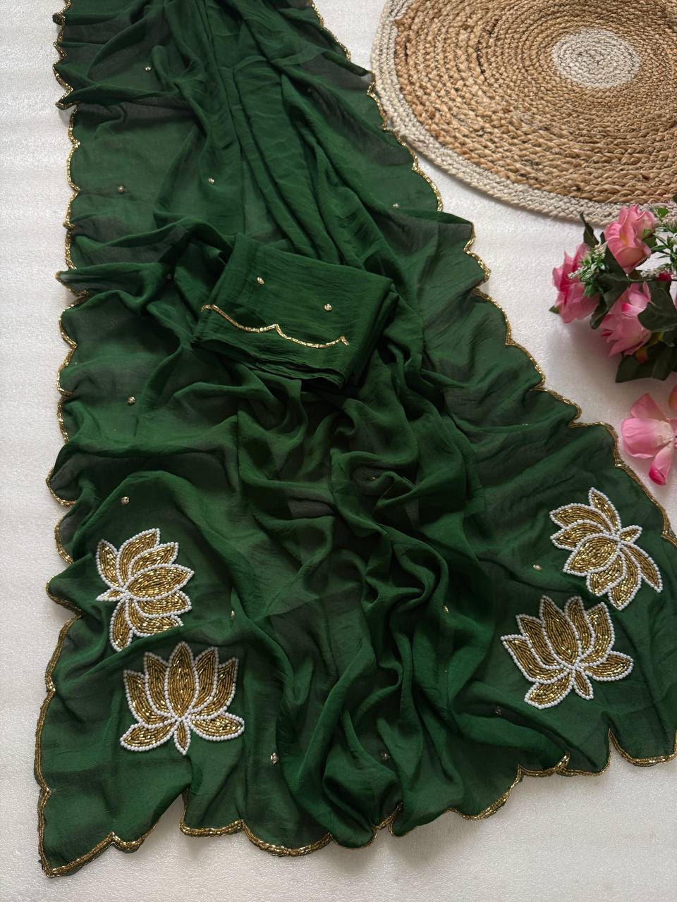 Premium Rangoli Crush Designer Saree With Rich Cutdana Handwork