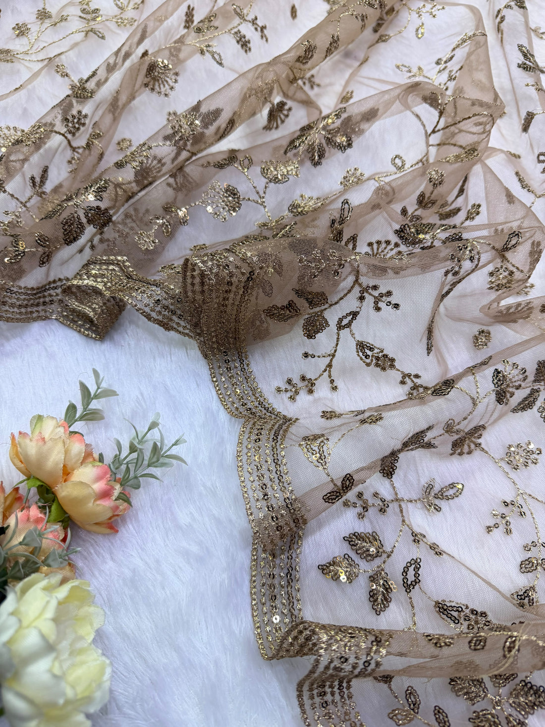 Premium Soft Net Designer Saree With Sequin & Zari Embroidery
